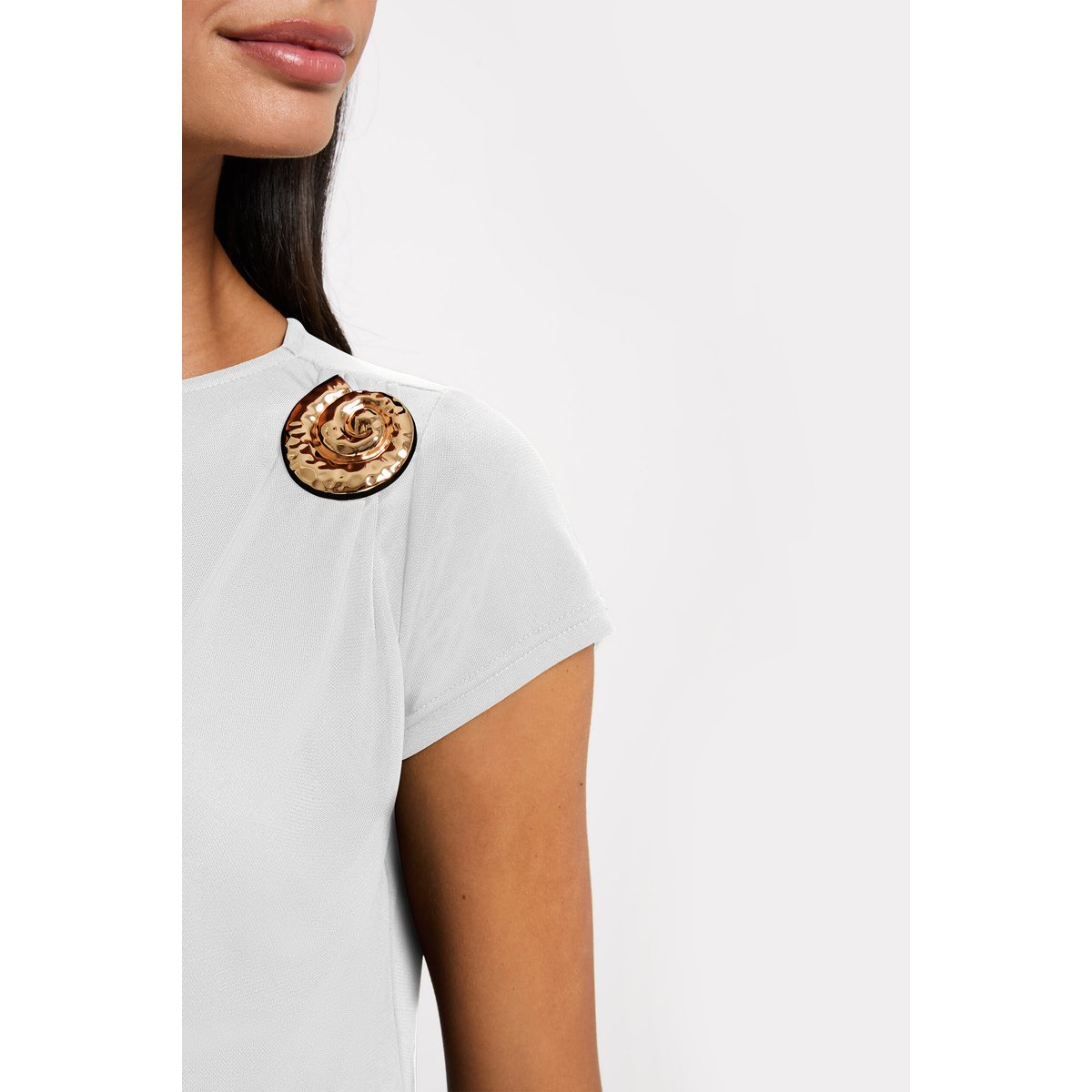 T-shirt col rond blanc, MORGAN