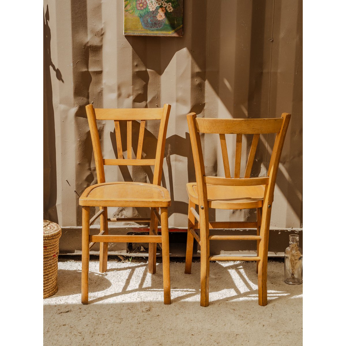 Lot de 8 chaises en bois Claude N°1406 - Bon état bois clair, DEBONGOUT