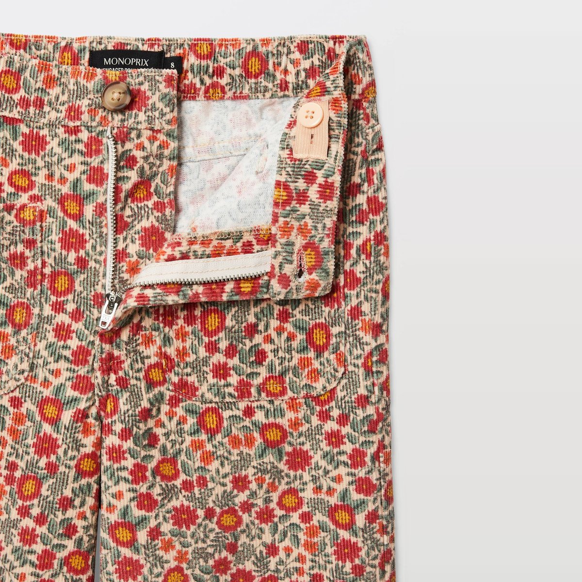 Pantalon en velours imprimé sparadrap, MONOPRIX