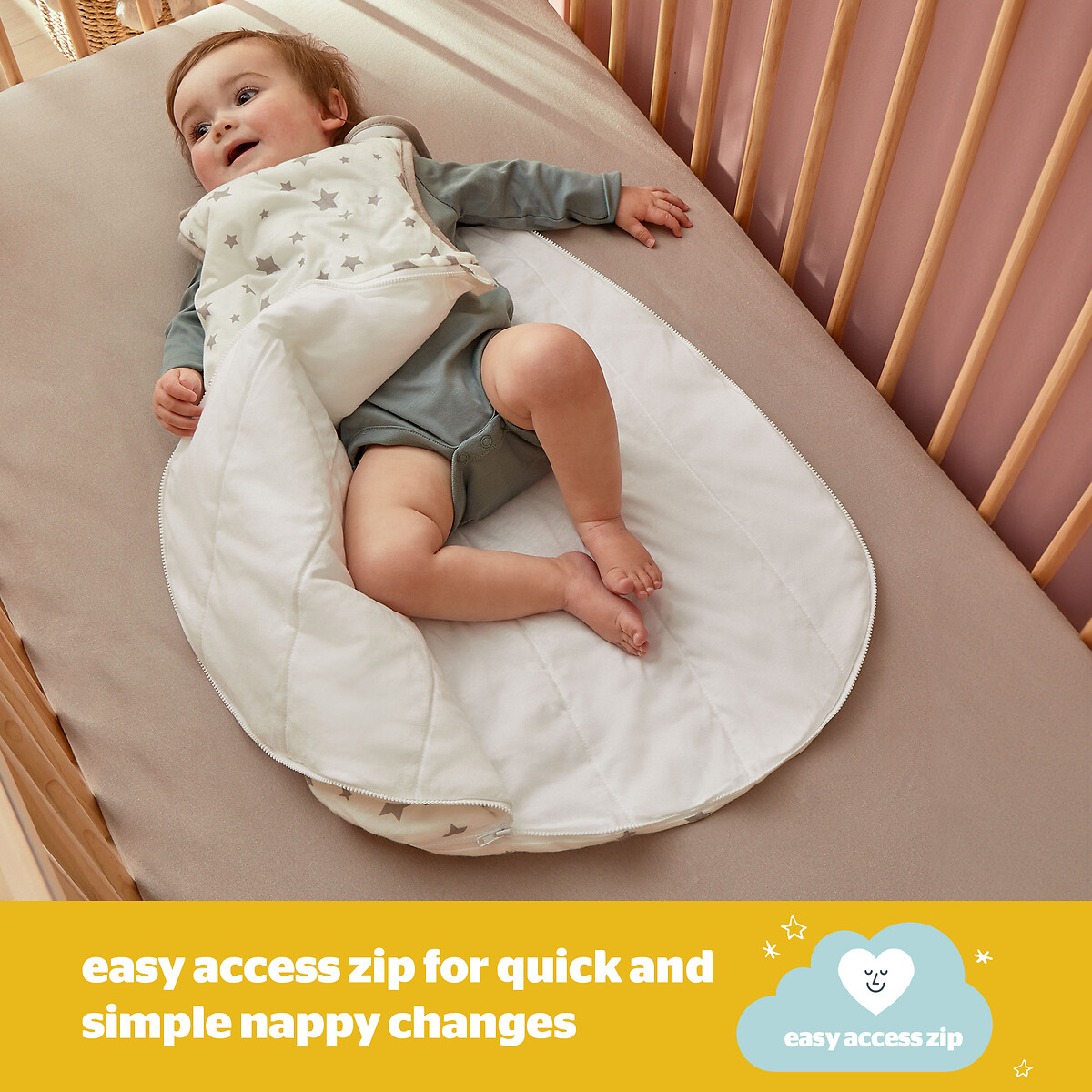 2.5 Tog Safe Nights Baby Sleeping Bag grey, SILENTNIGHT