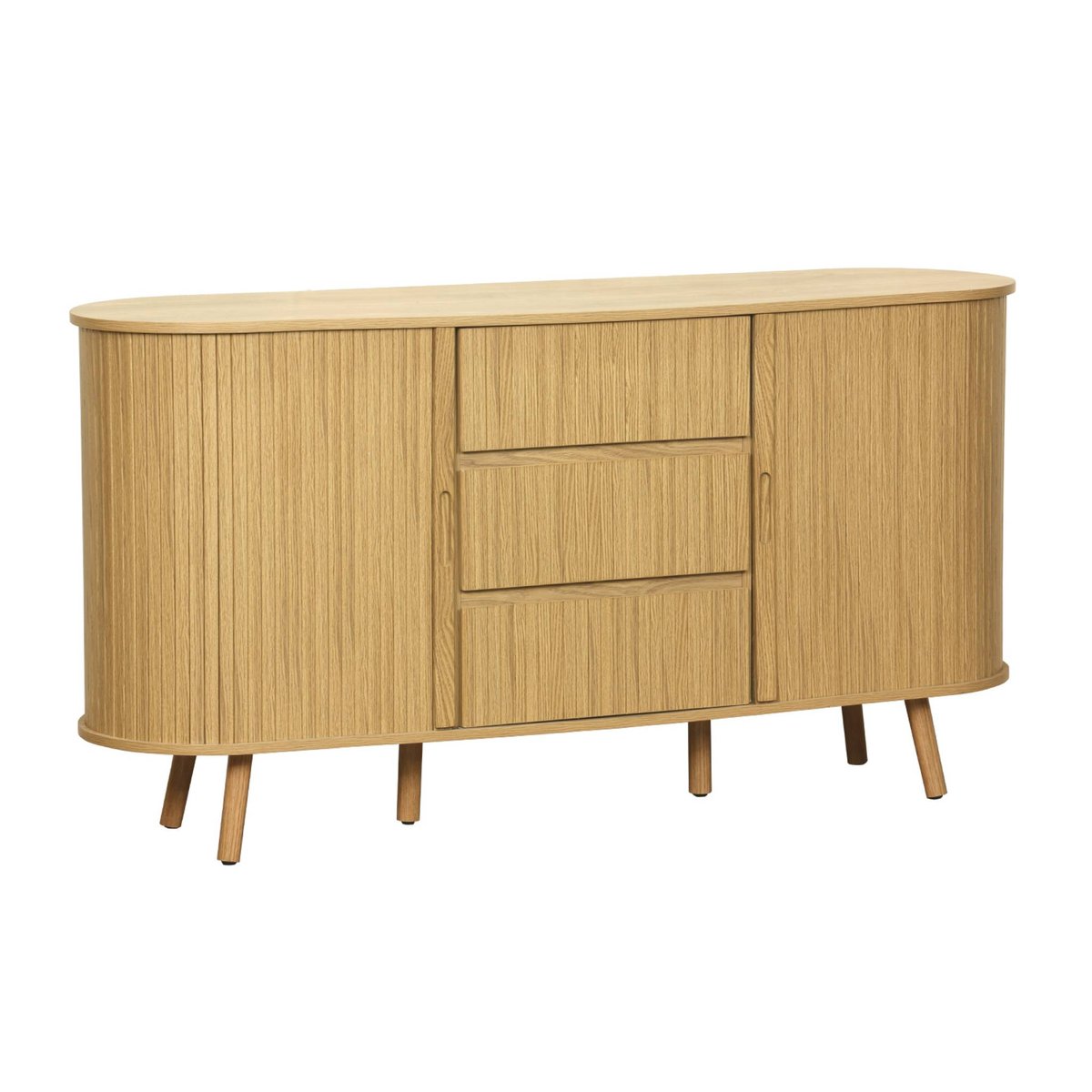 Buffet scandinave décor bois rainuré 2 portes coulissantes 150cm LEGACY naturel, SWEEEK