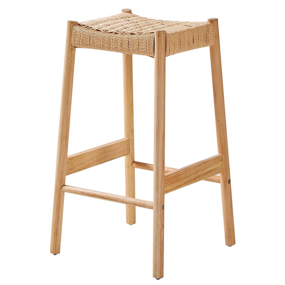 Lot de 2 tabourets de bar, bois massif et corde, SALTA coloris naturel, NORDLYS