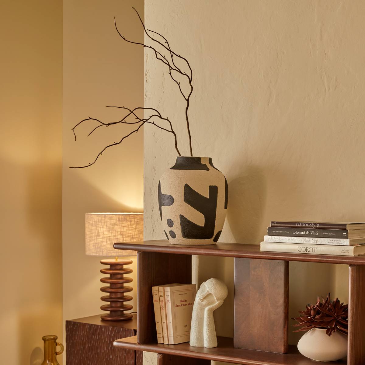 Vase en dolomite NYER noir et blanc, ATMOSPHERA