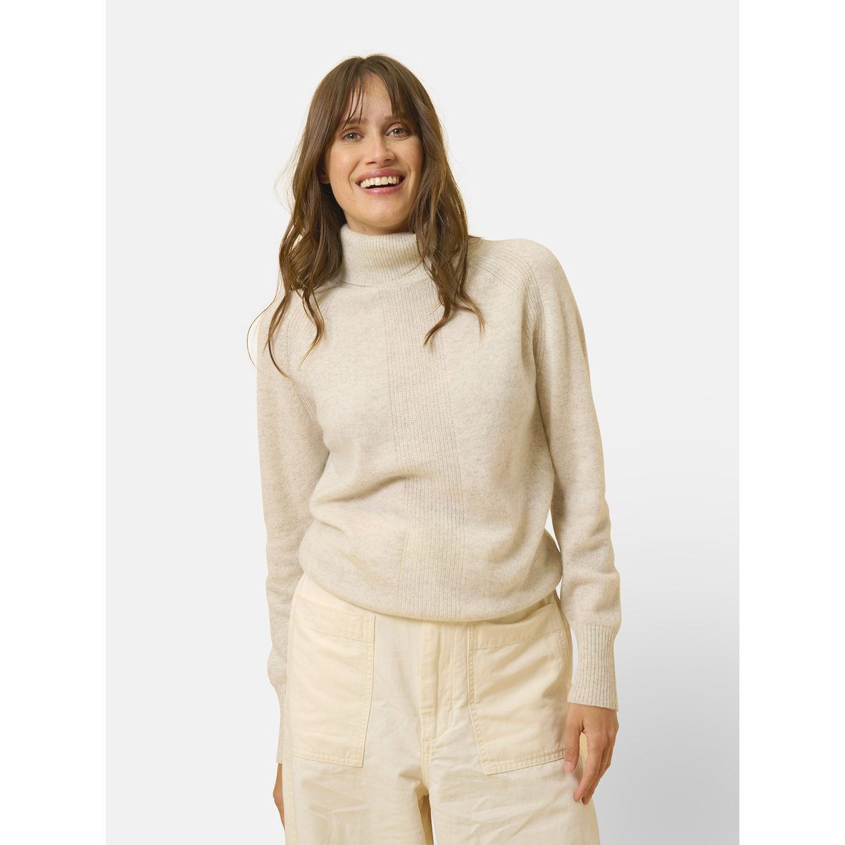 Pull Col Roulé Gris Perle Chiné Lilly gris clair, JUST CASHMERE