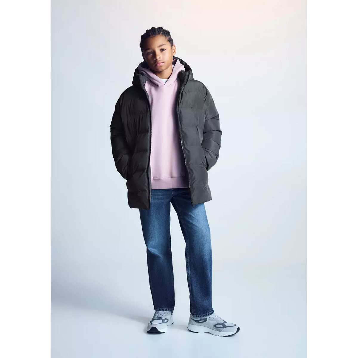 Anorak matelassé léger gris anthracite, MANGO KIDS