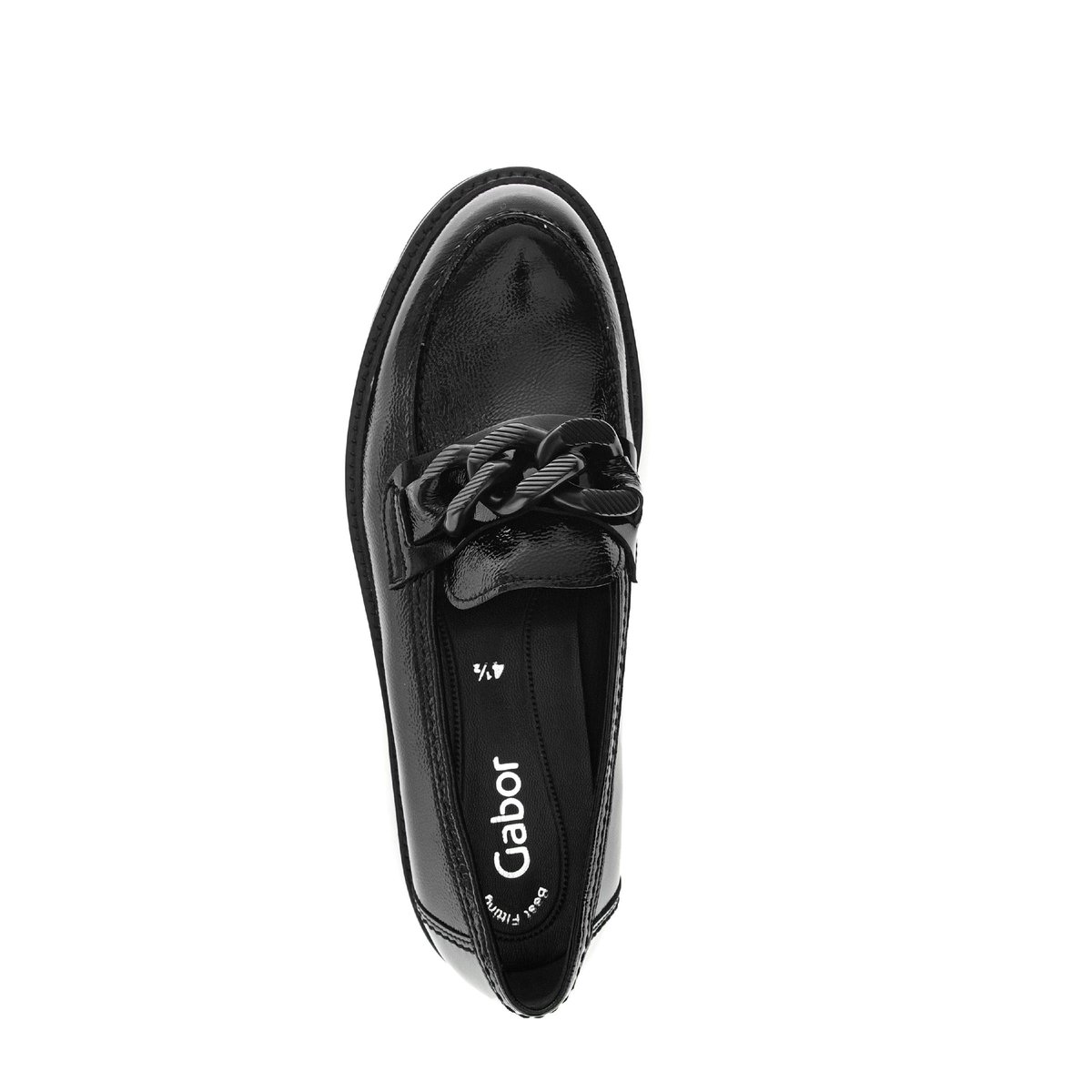 Mocassins en cuir à talon décroché noir vernis, GABOR
