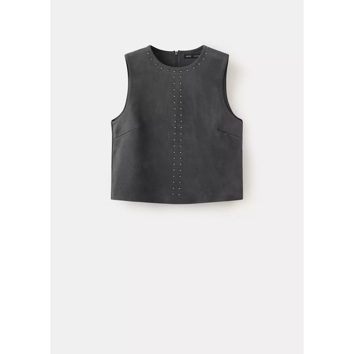 Top droit à clous gris, MANGO
