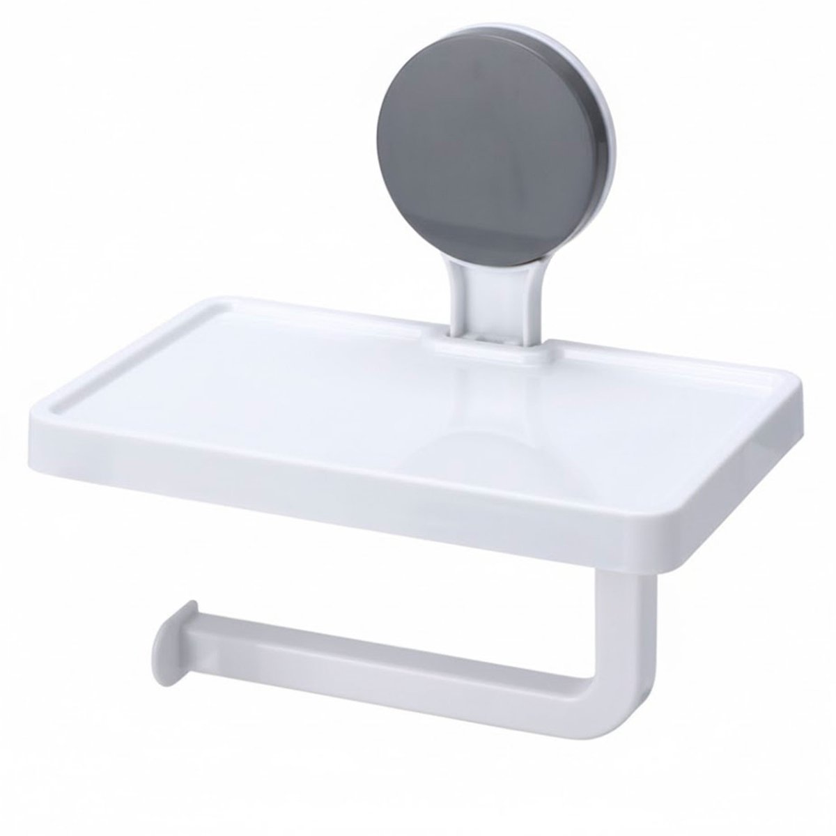 Dérouleur papier WC fixation ventouse avec tablette 17x18x11.5cm chrome/inox, WADIGA