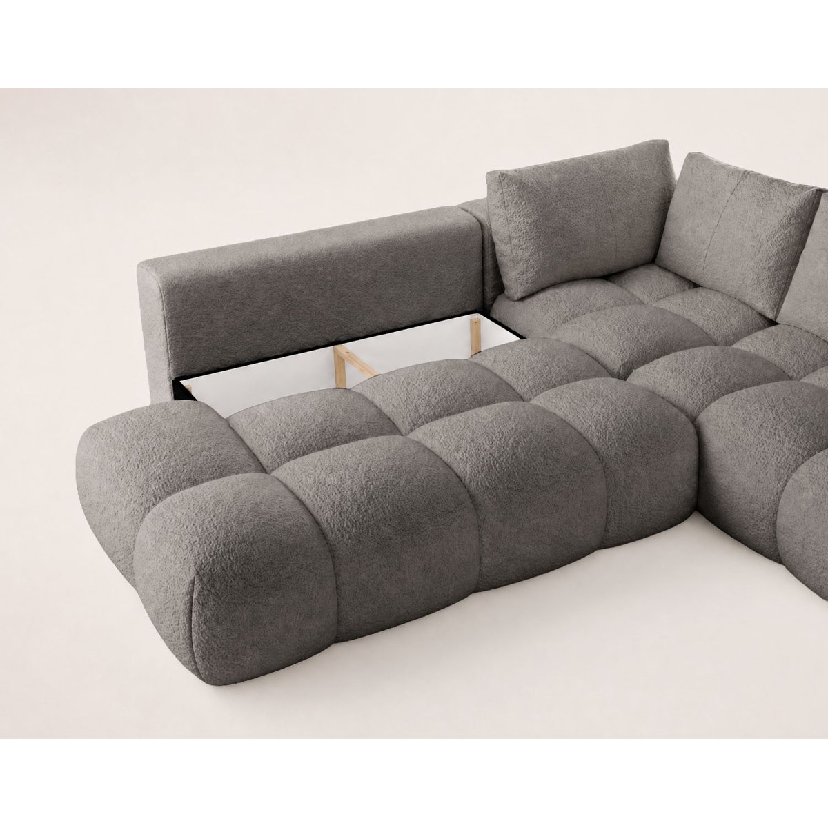 Canapé d'Angle Convertible en Tissu bouclette 5 places - YULIN gris, BEST MOBILIER