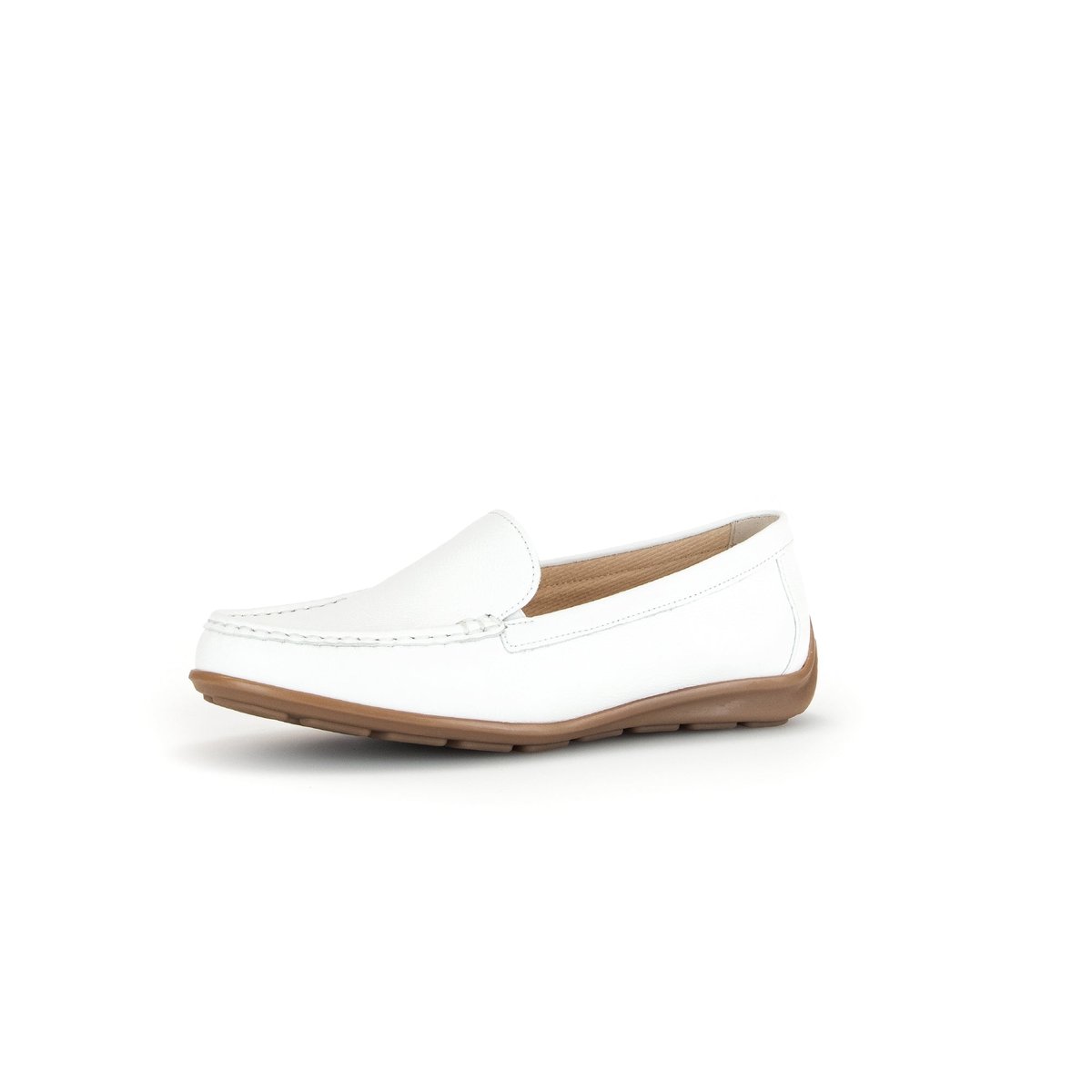 Mocassins en cuir grainé à talon compensé blanc, GABOR