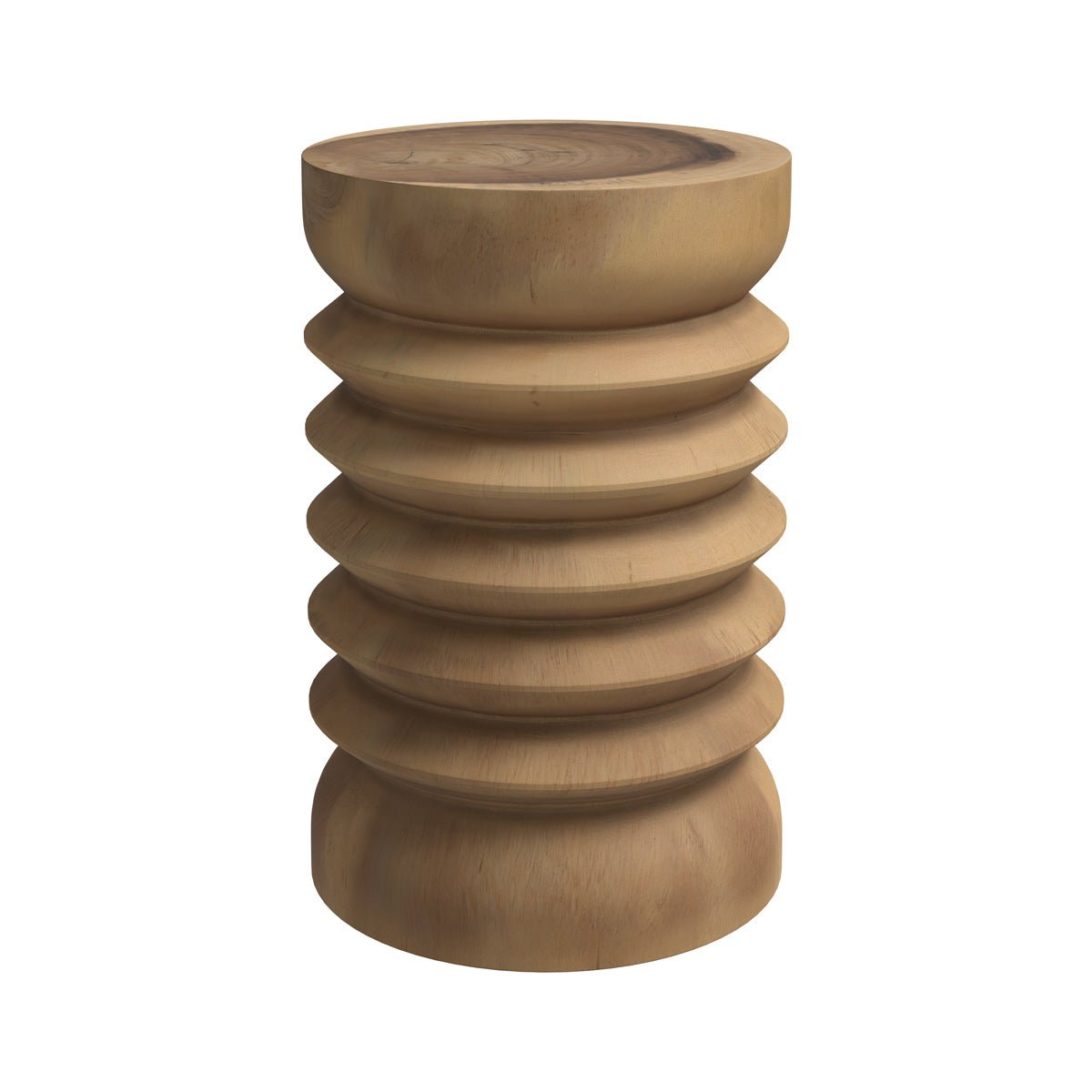 Tabouret rond en bois de suar D30 cm - LEWA bois clair, MAISON PAVANE