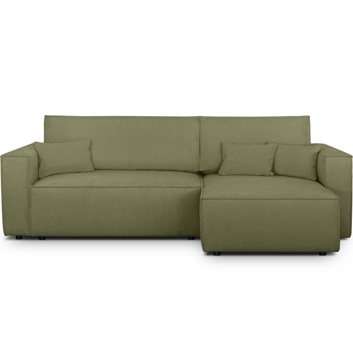 Canapé d'angle convertible 4 places en tissu chenille - LIVIA vert olive, HOMIFAB