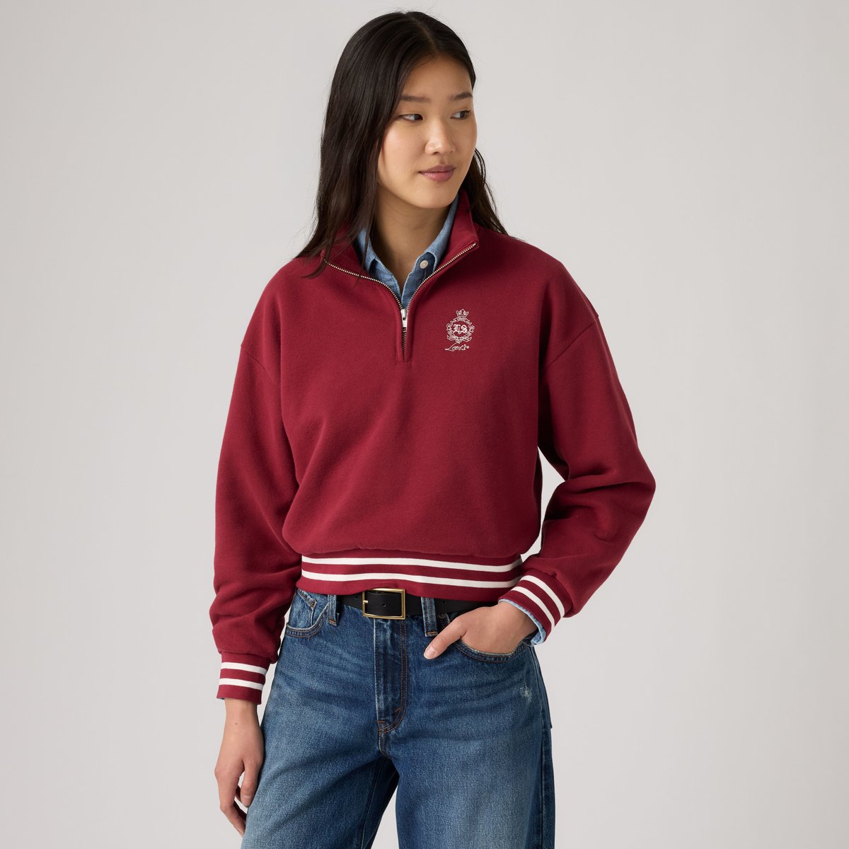 Sweat-shirt graphique col camionneur Everyday rouge - double chest crest warm cabernet, LEVI'S