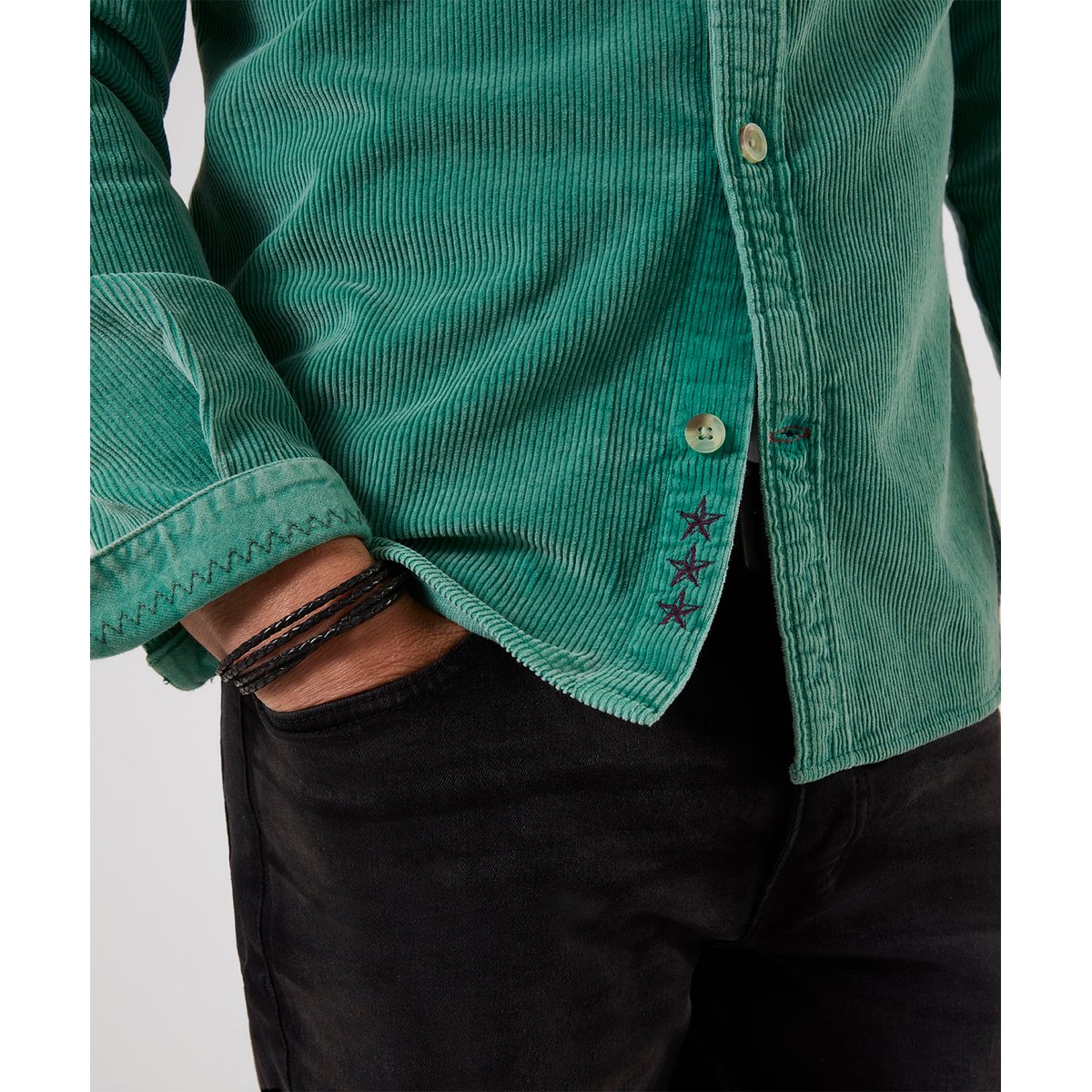 Chemise en Velours Côtelé Délavé à l'Acide vert, JOE BROWNS