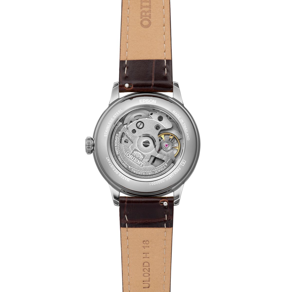 Montre Analogique BAMBINO argenté vert marron foncé, ORIENT