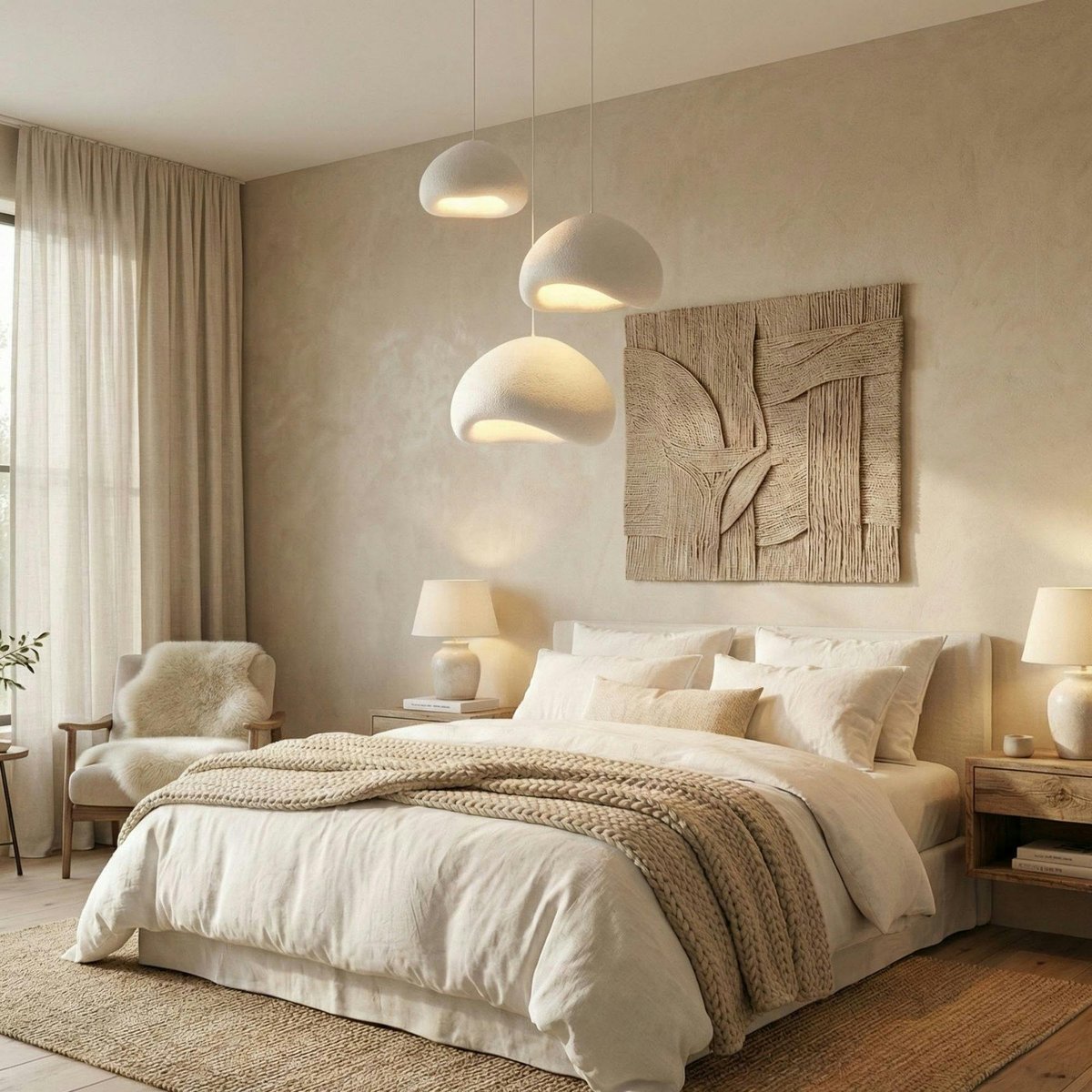 Suspension blanche design organique 3 abat-jour NOXIS blanc, PIER IMPORT