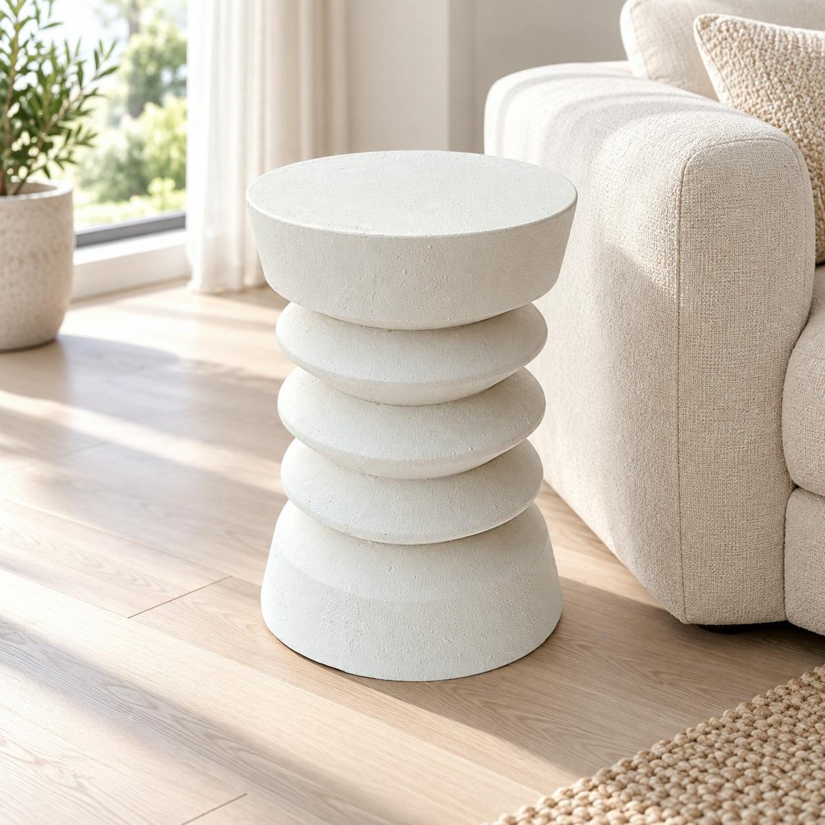 Sellette effet pierre 56 cm TRINITE blanc, PIER IMPORT