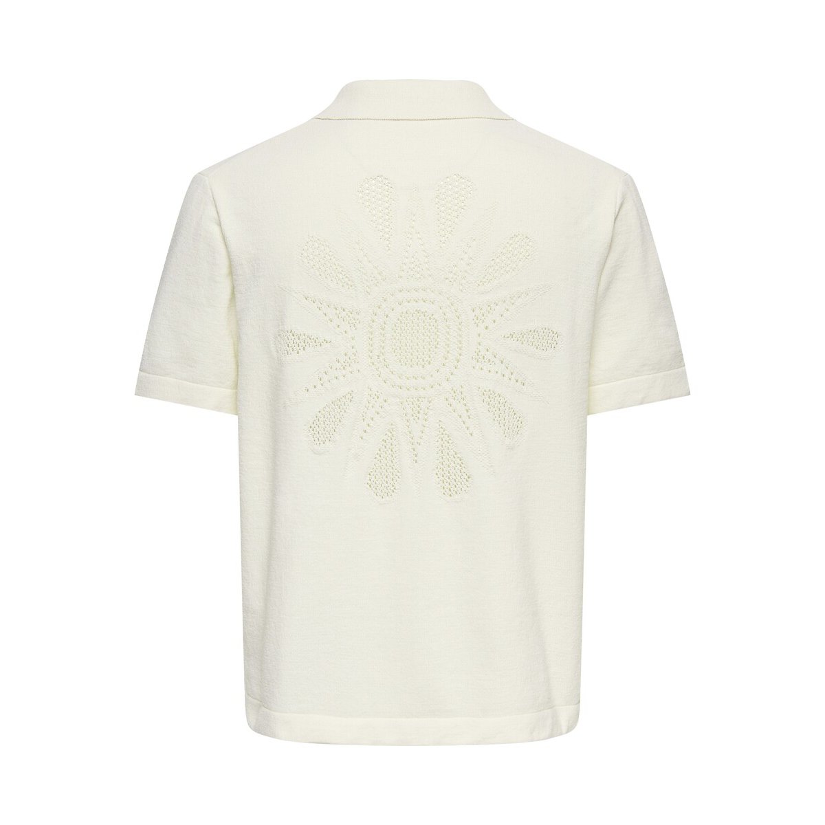 Chemise manches courtes à motifs brodés blanc cassé, ONLY & SONS