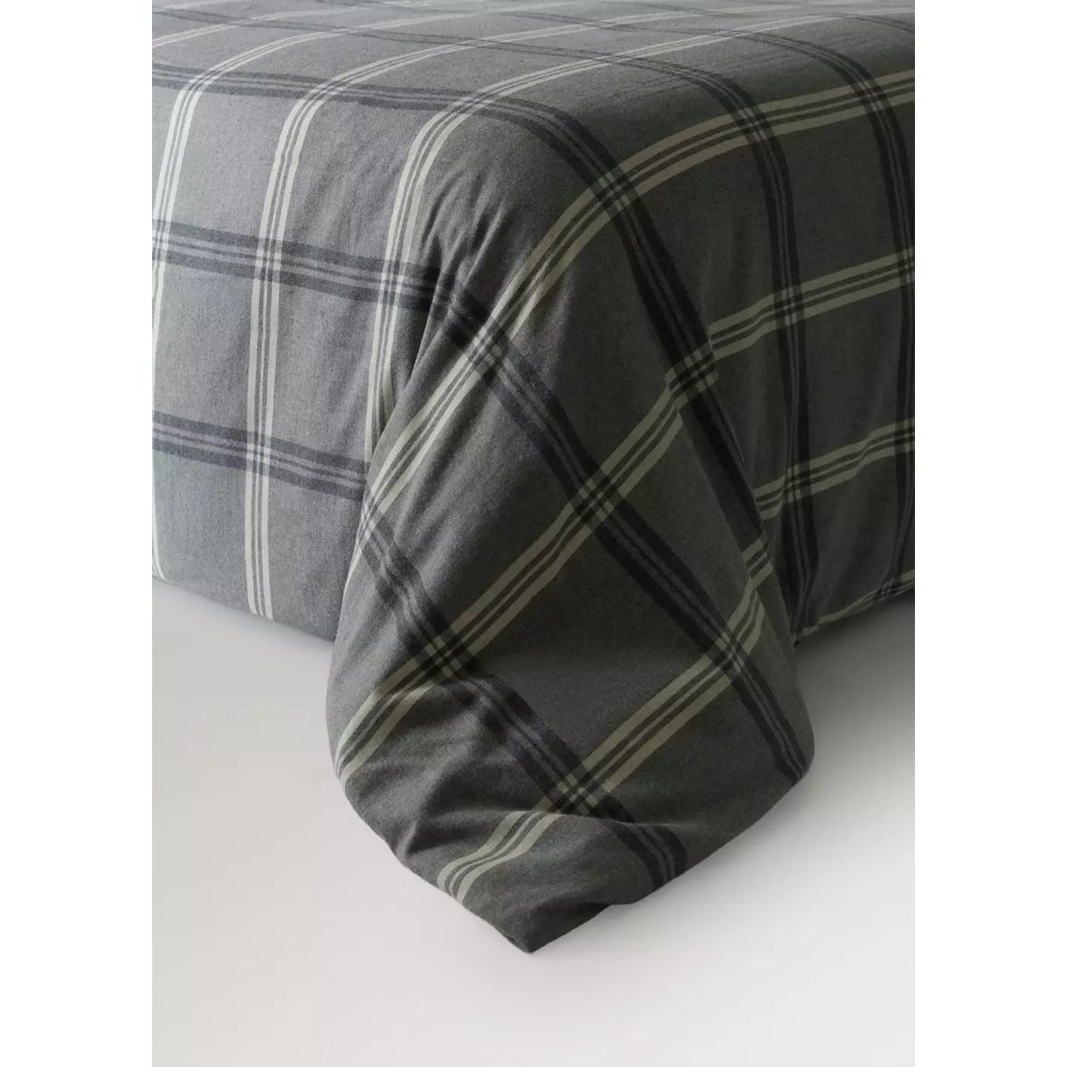 Housse de couette de Noël 100 % coton à carreaux lit 90 cm sable, MANGO HOME