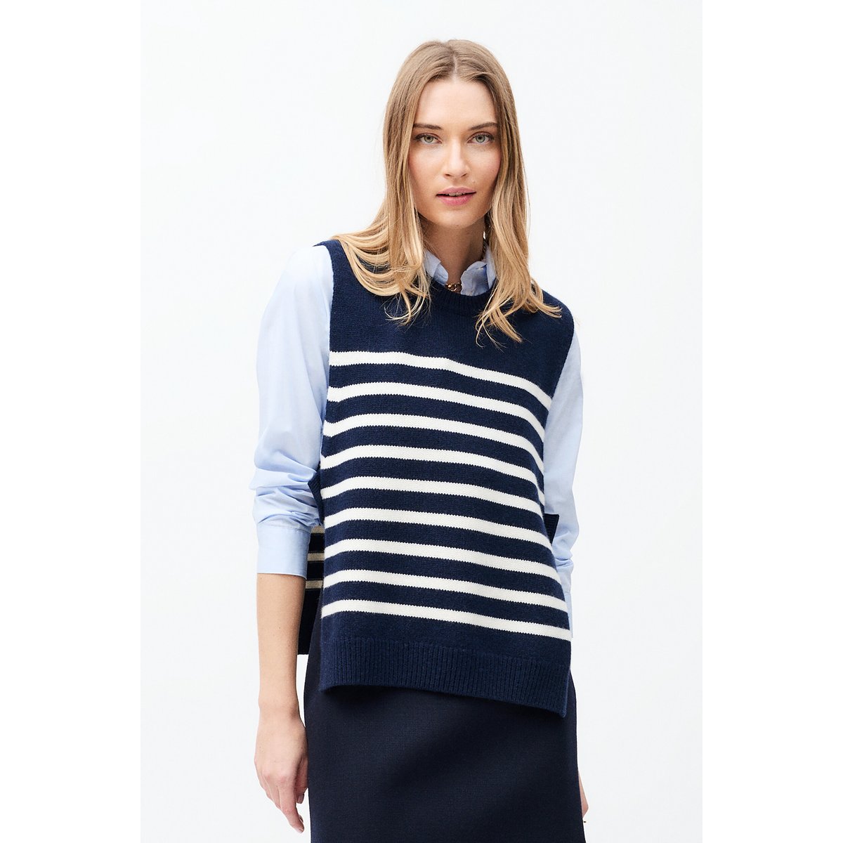 Poncho col rond doux HEVY 2 bleu marine, CAROLL