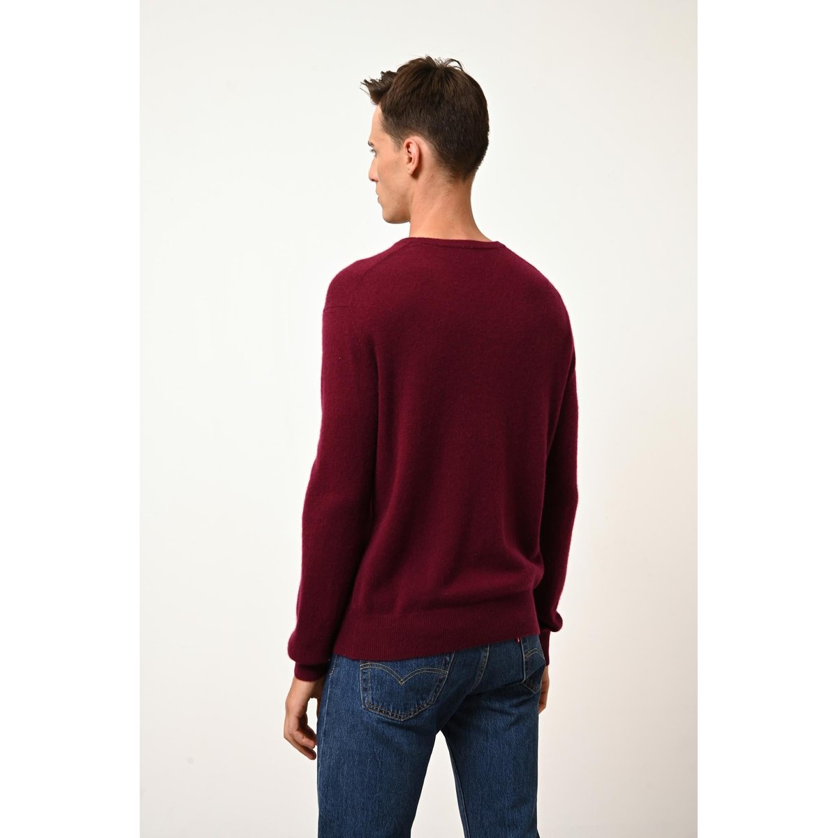 Pull Col Rond Bordeaux Howard bordeaux, JUST CASHMERE