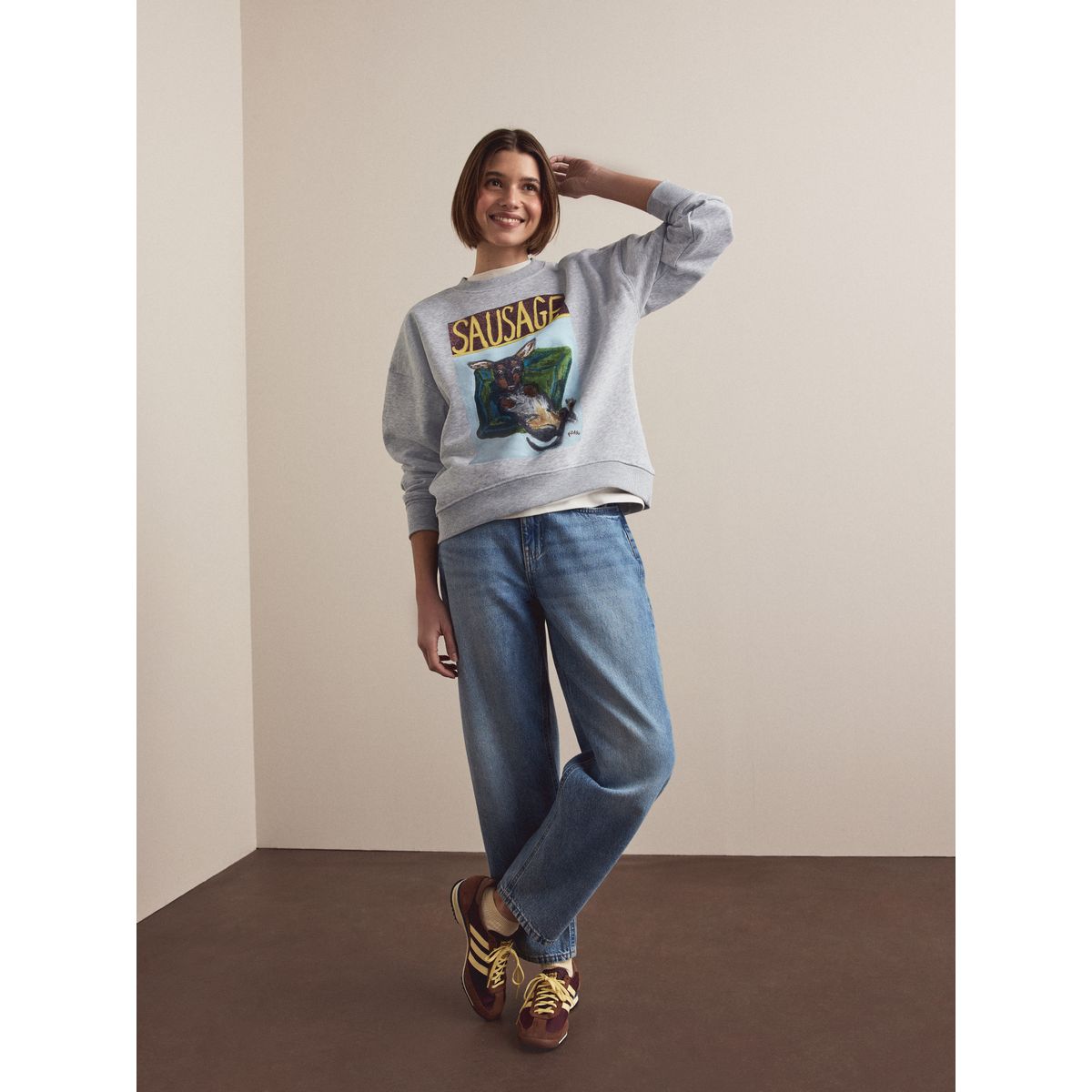 Sweat à imprimé teckel frankie thorpe gris, NEXT