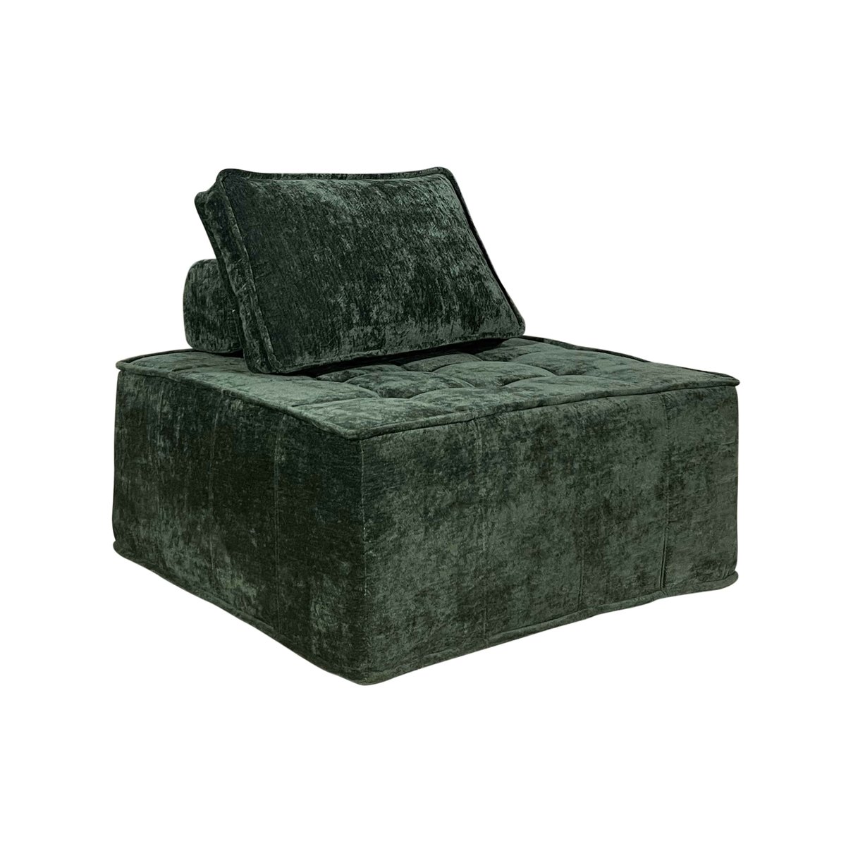 Lot de 3 fauteuils modulables en tissu type chauffeuse avec coussins, TIBY vert, OVIALA
