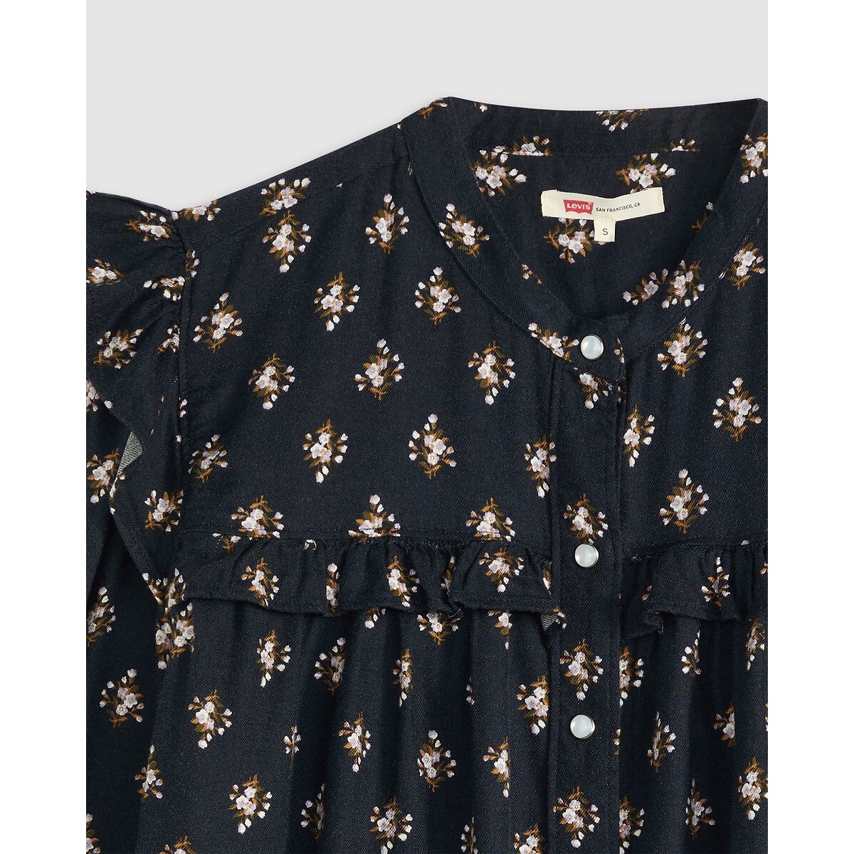 Hemd met volants en lange mouwen bedrukt zwart, LEVI'S