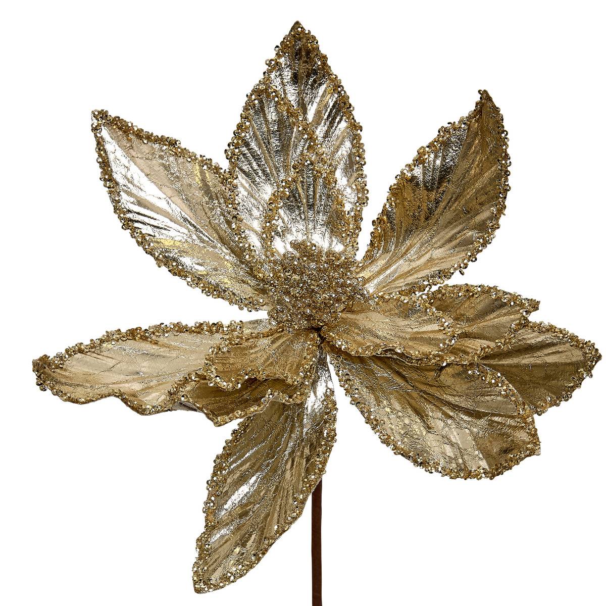 Branche décorative de Noël poinsettia marron et doré H. 50 cm modèle b, FEERIC LIGHTS & CHRISTMAS
