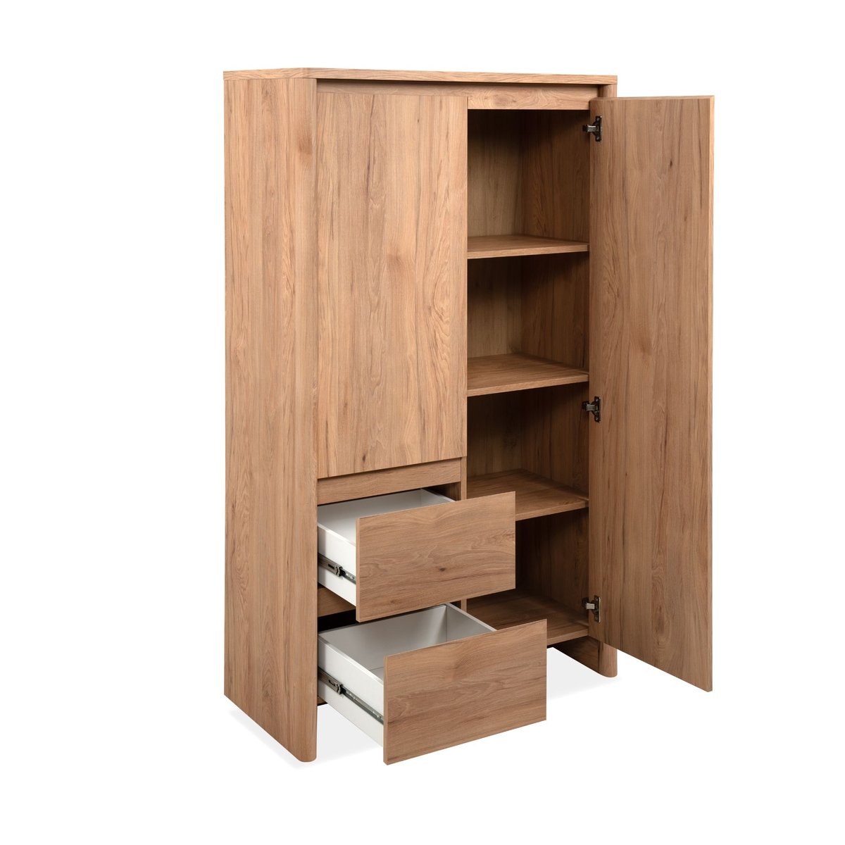 Armoire bois 2 portes et 2 tiroirs bois naturel, TERRE DE NUIT