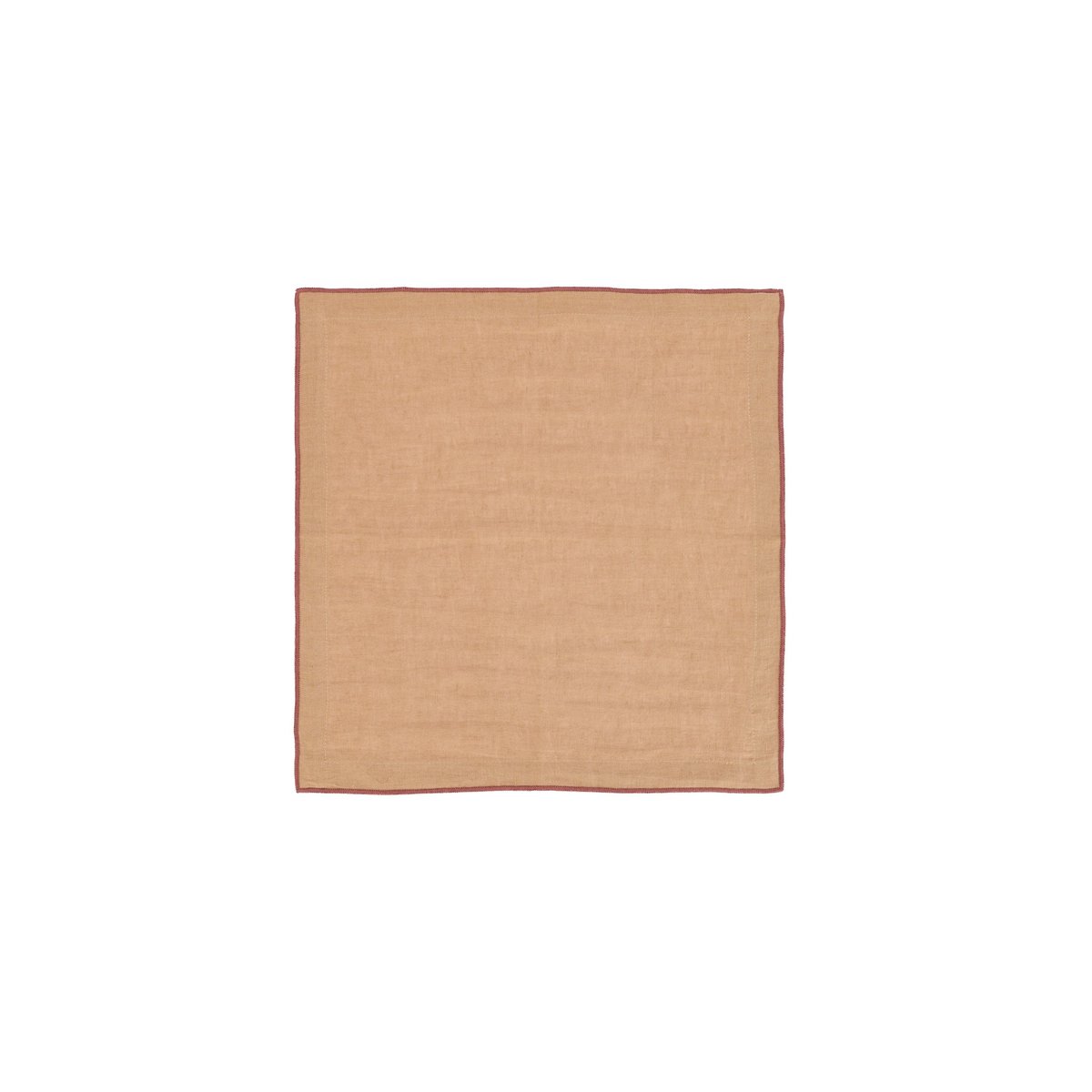 Serviette de table en lin lavé marron tabac liseré grenat, GABRIELLE PARIS