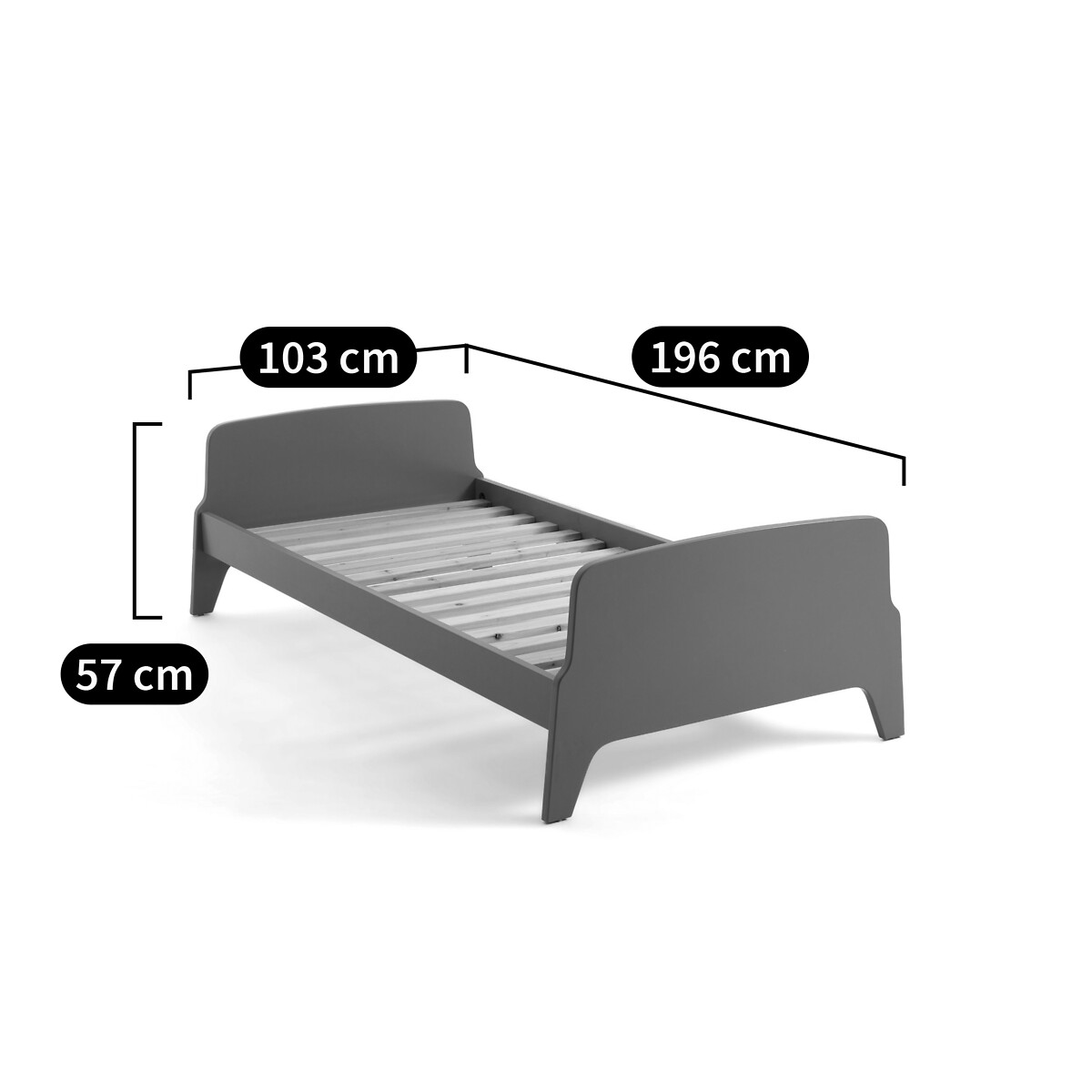 Adil Vintage Retro Style Single Bed with Bed Base khaki green, LA REDOUTE INTERIEURS