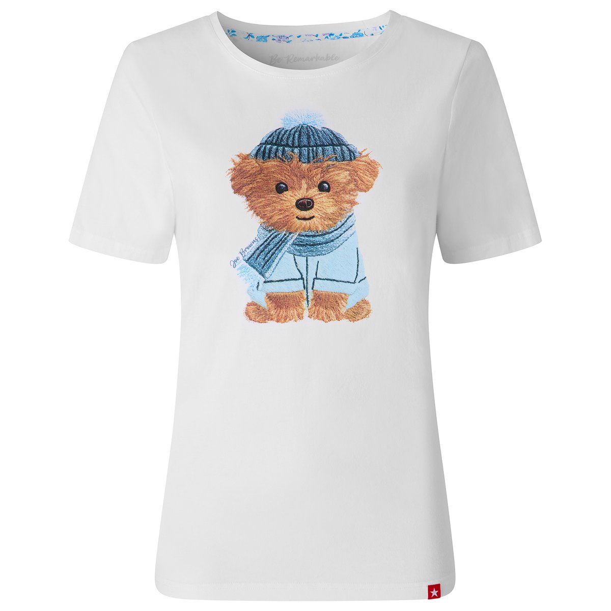 T-Shirt à Manches Courtes Brodé Chien Teddy blanc, JOE BROWNS
