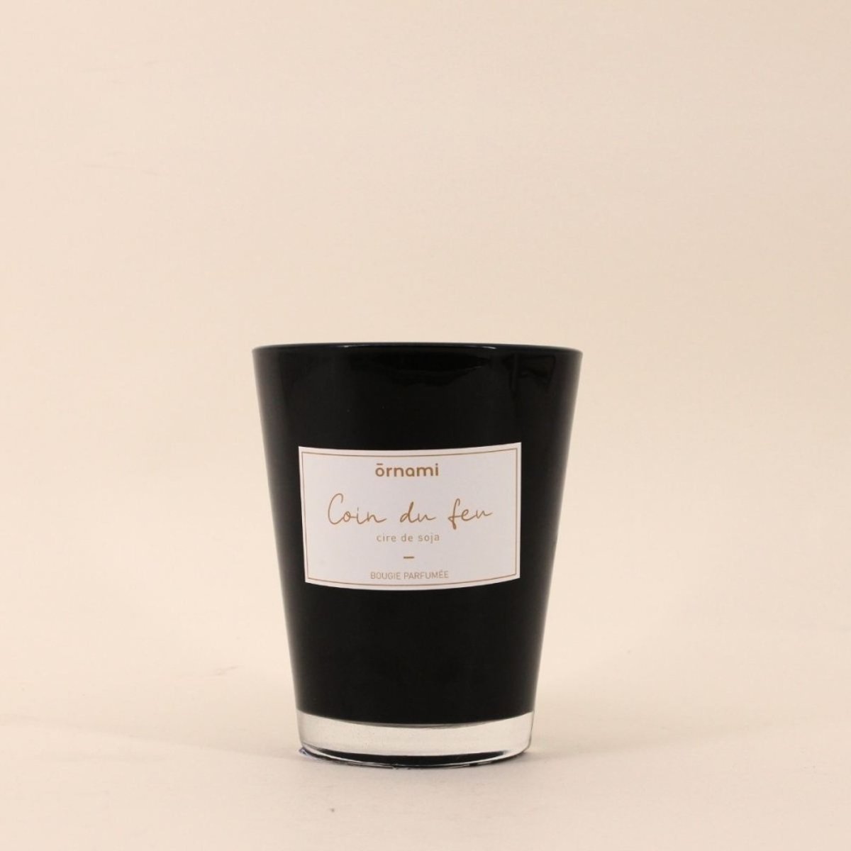Bougie parfumée en cire de soja "Coin du feu" 280GR noir, ORNAMI