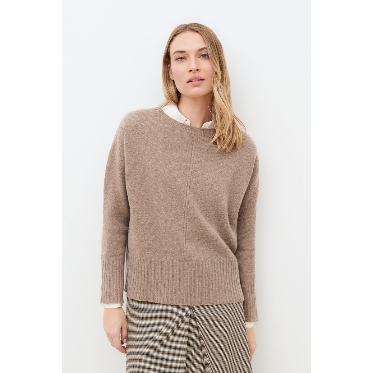 Pull droit col rond MJADE marron, CAROLL