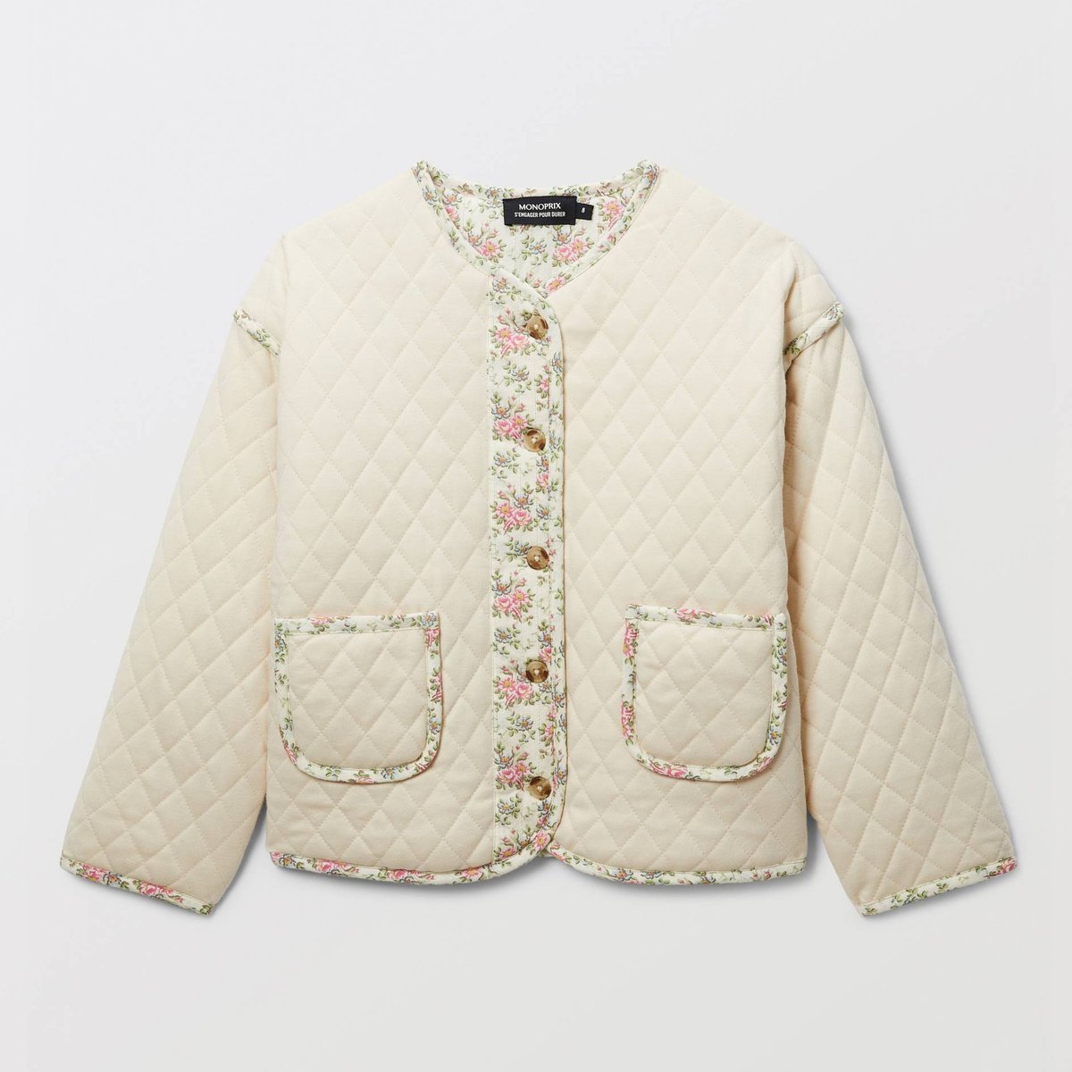 VESTE FLEURIE butter cream, MONOPRIX
