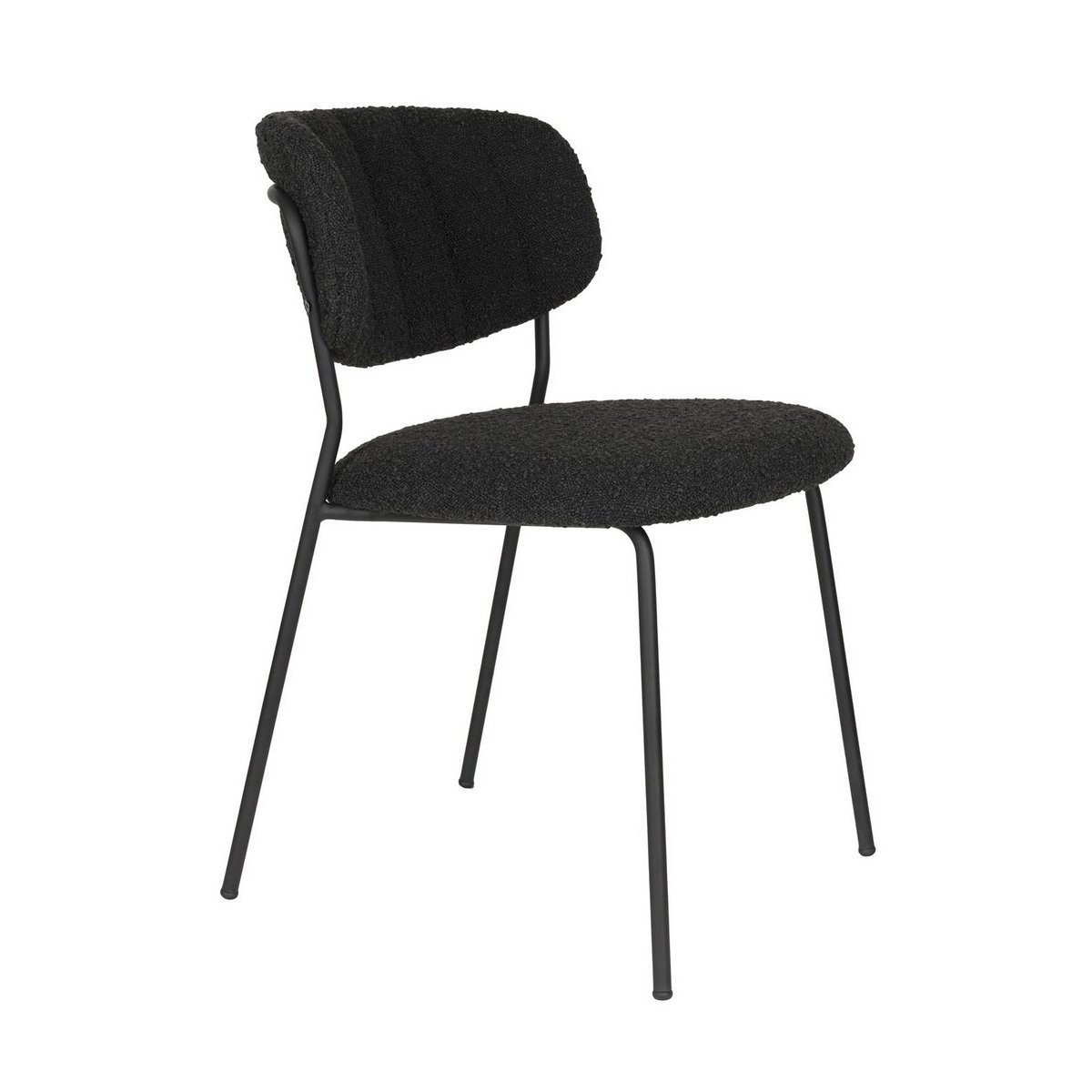 Lot de 2 chaises en tissu bouclé - noir, MATHI DESIGN