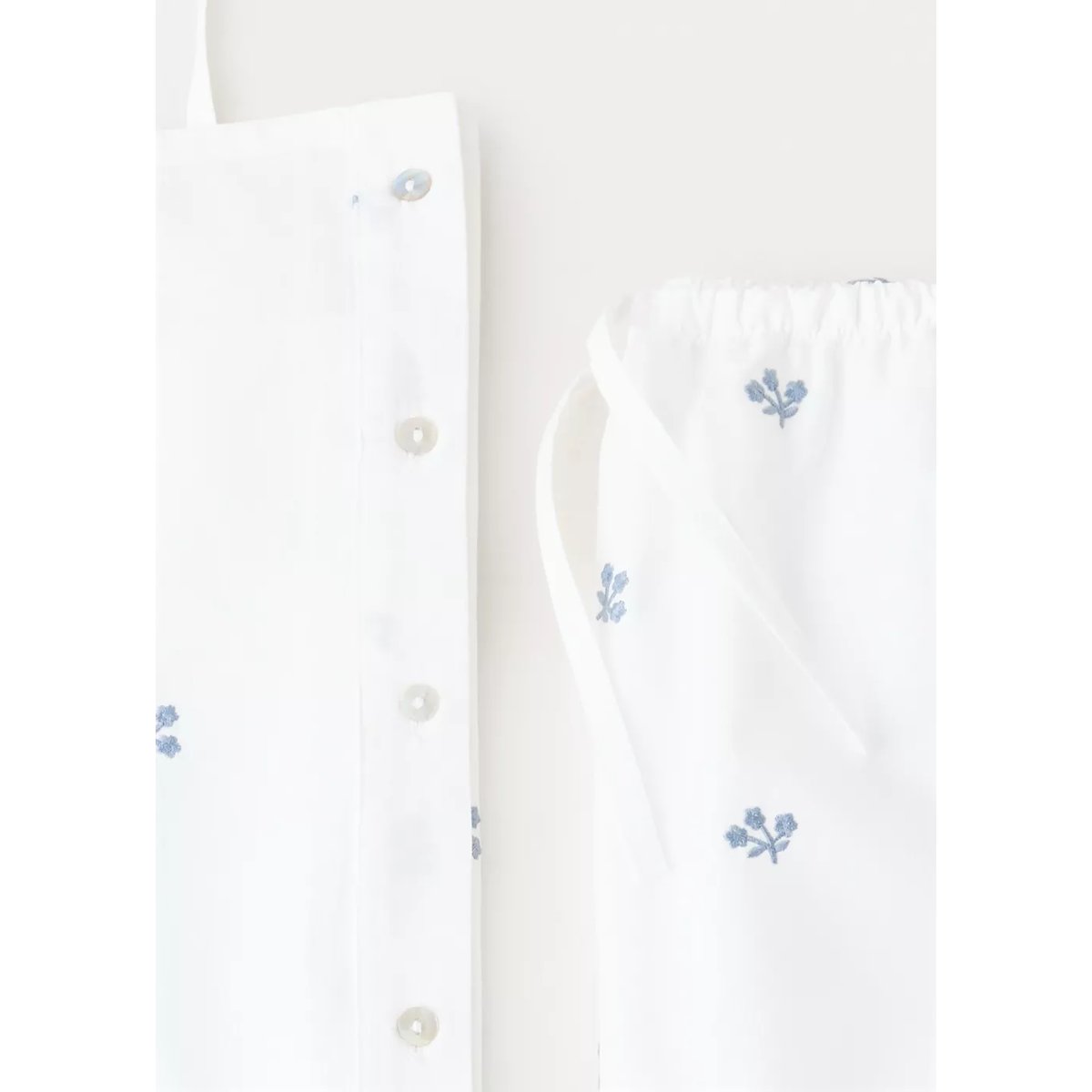 Pyjama complet 100 % coton à imprimé floral blanc, MANGO