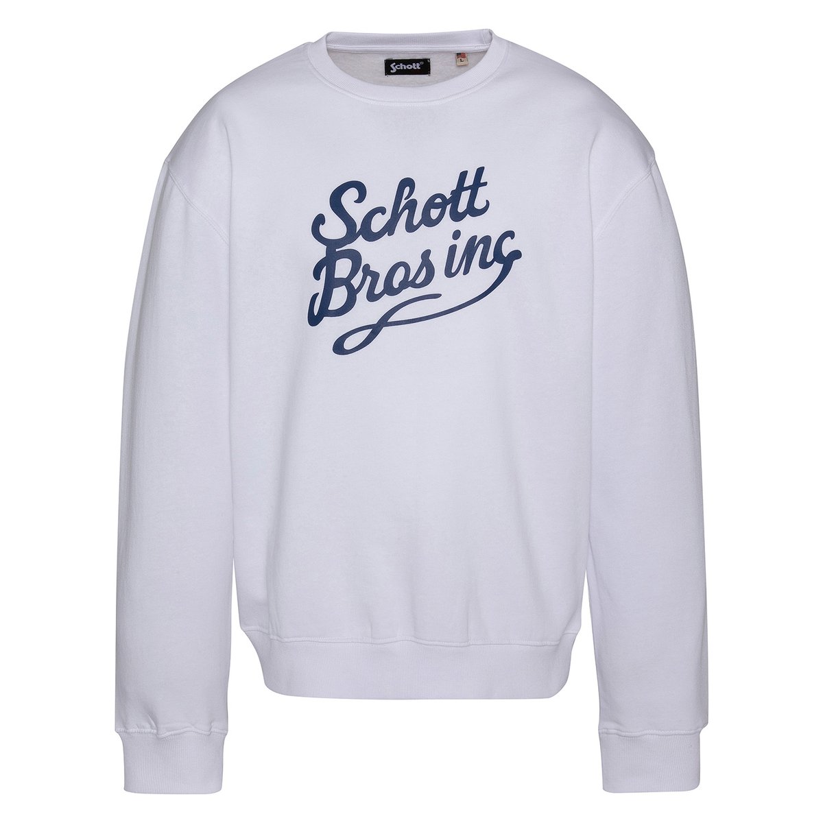 Sweatshirt imprimé col rond blanc, SCHOTT