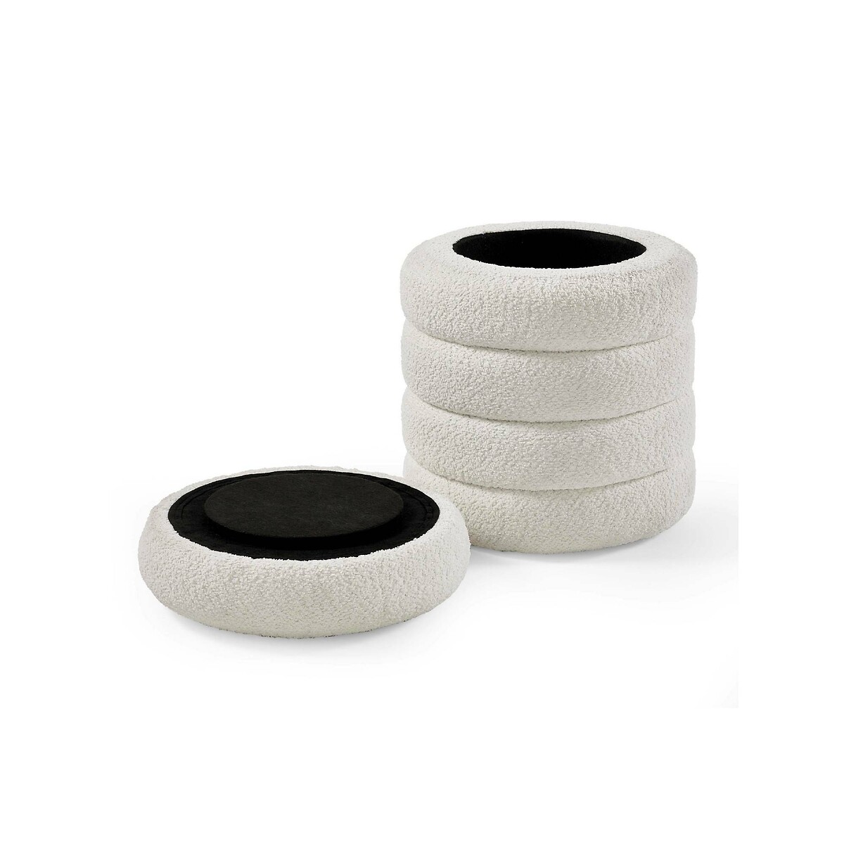 Celes Bouclé Curve Upholstered Storage Stool ivory, SO'HOME
