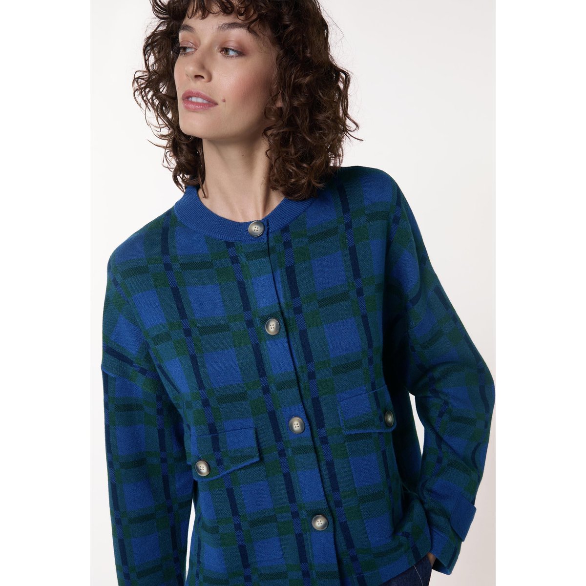 Veste à carreaux en maille bleu, RODIER
