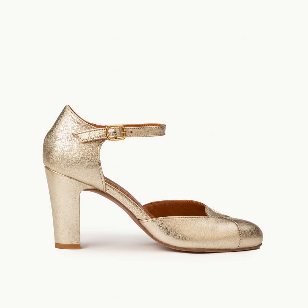 Escarpin cuir pailleté GWENAËLLE doré clair, MAISON TOUFET