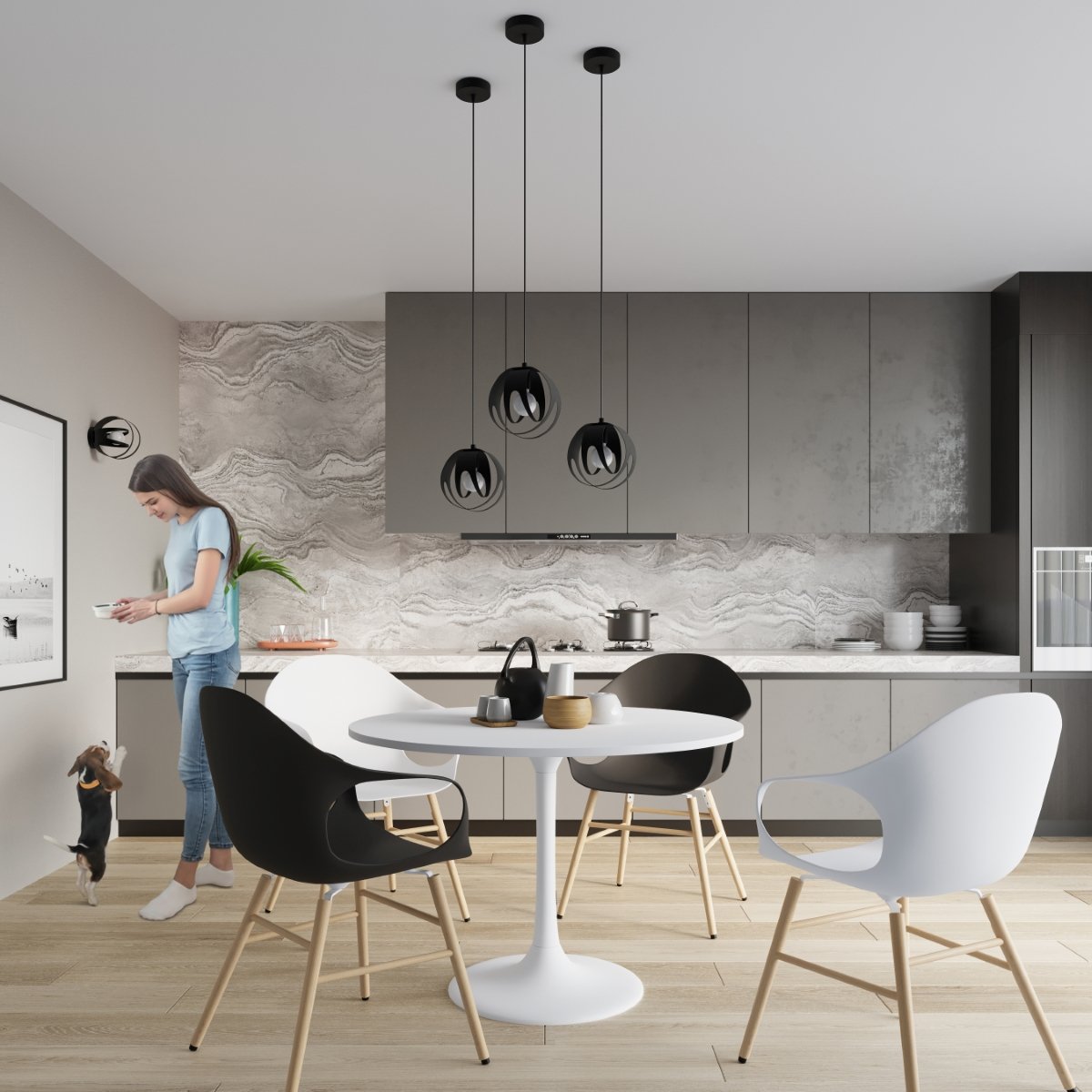 Suspension Acier Noir E27 1 Tulos noir, EDEN