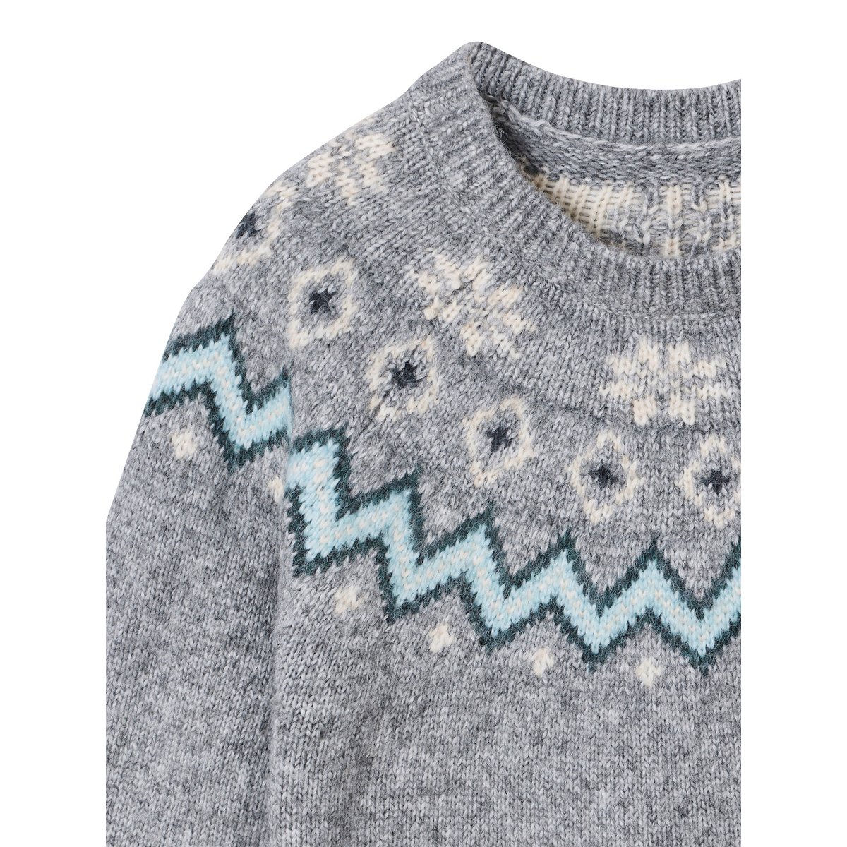 Pull mixte jacquard noël capsule famille gris chiné, VERTBAUDET
