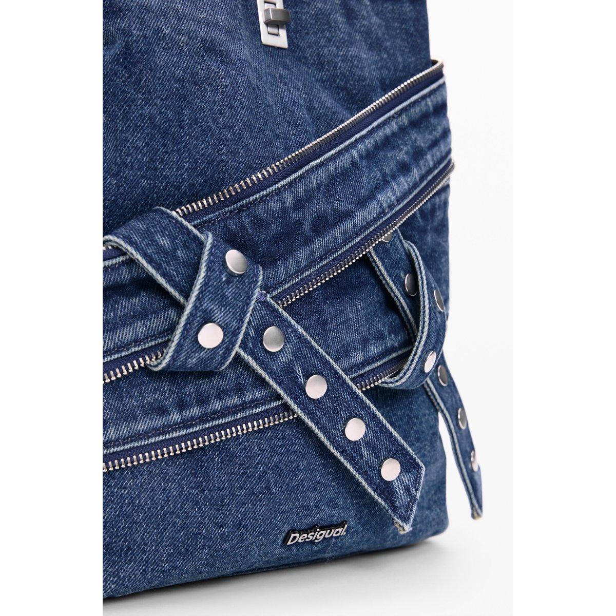 Mini sac à dos en denim bleu clair, DESIGUAL
