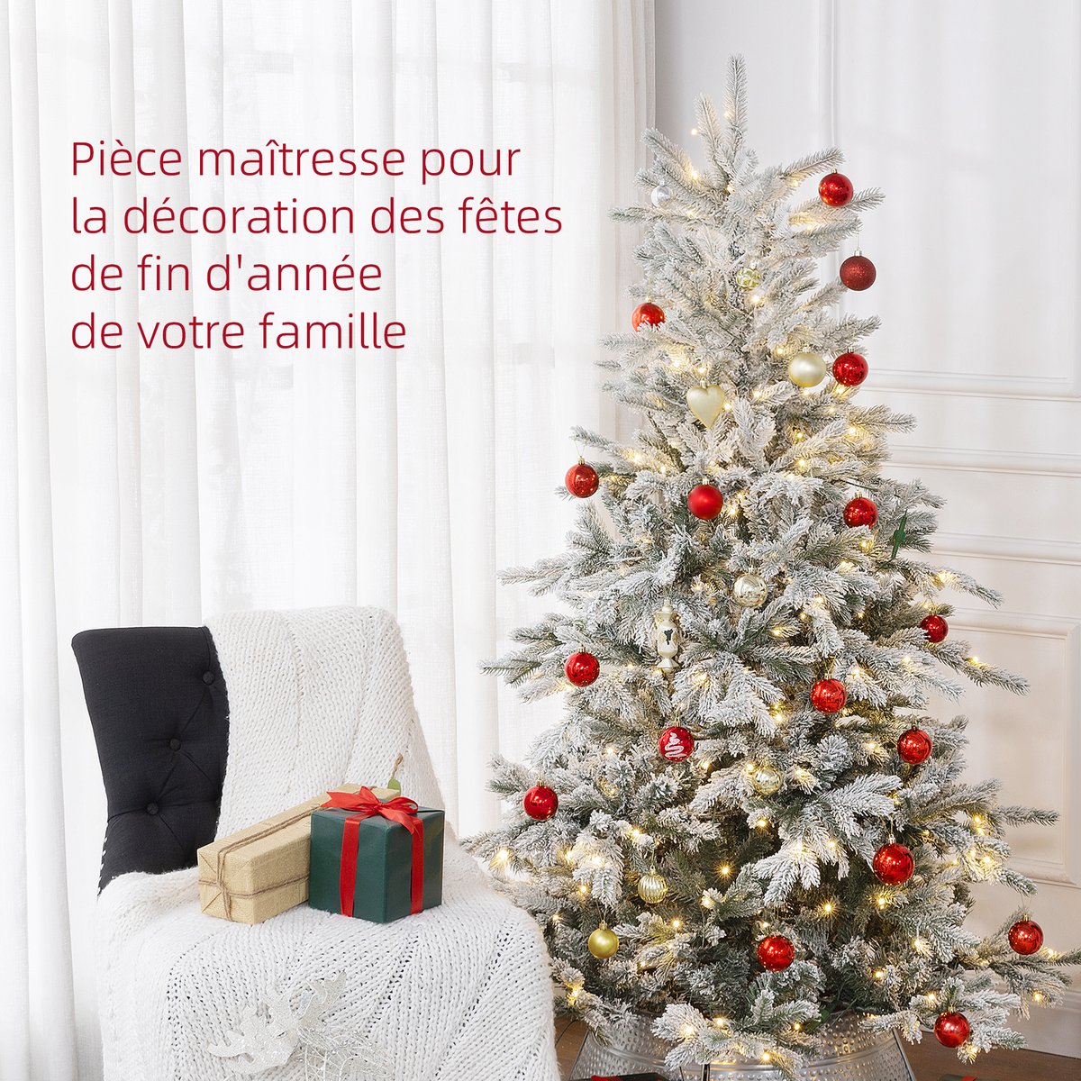 Sapin de Noël illuminé Plastique Vert vert, HOMCOM