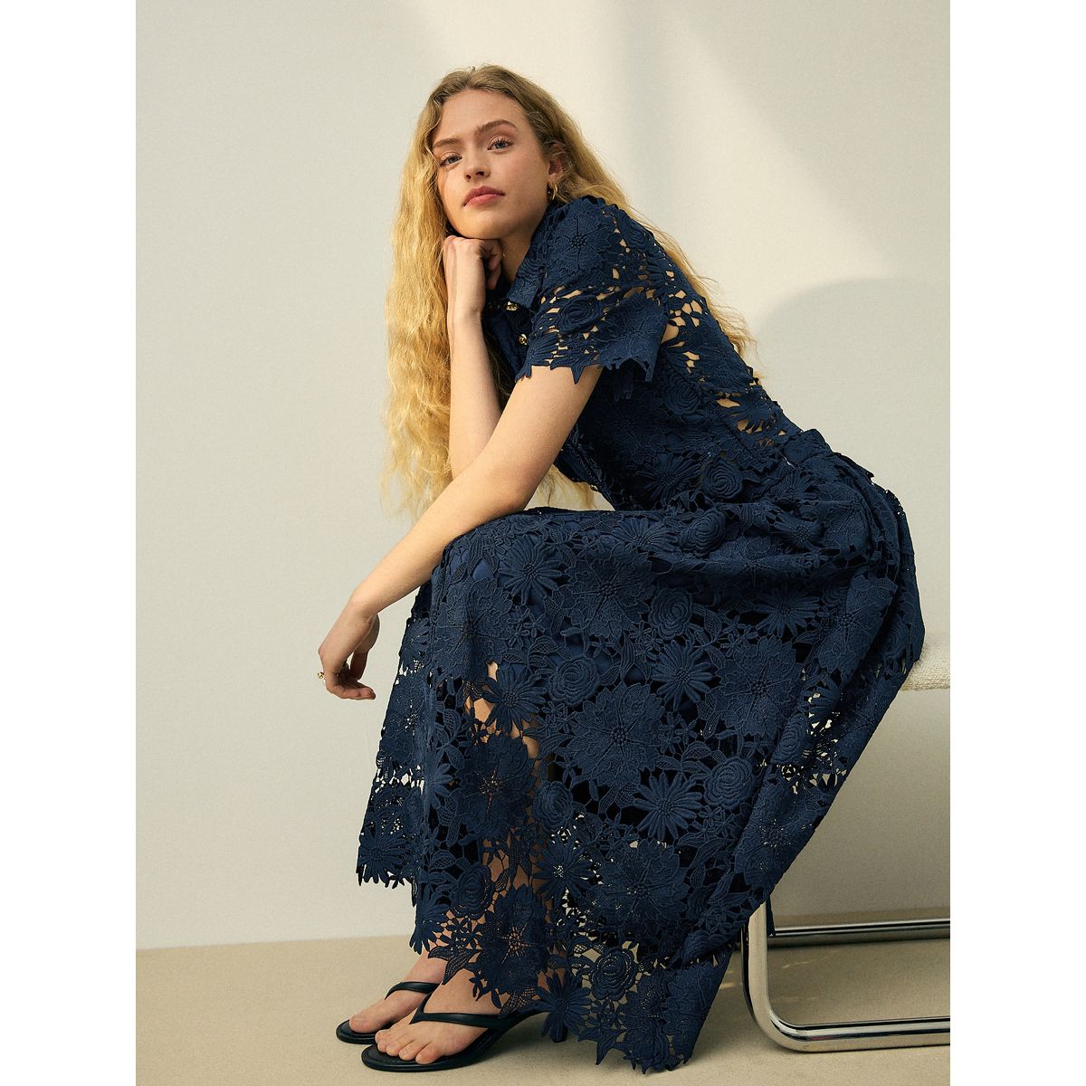 Top en dentelle florale n. premium bleu marine, NEXT