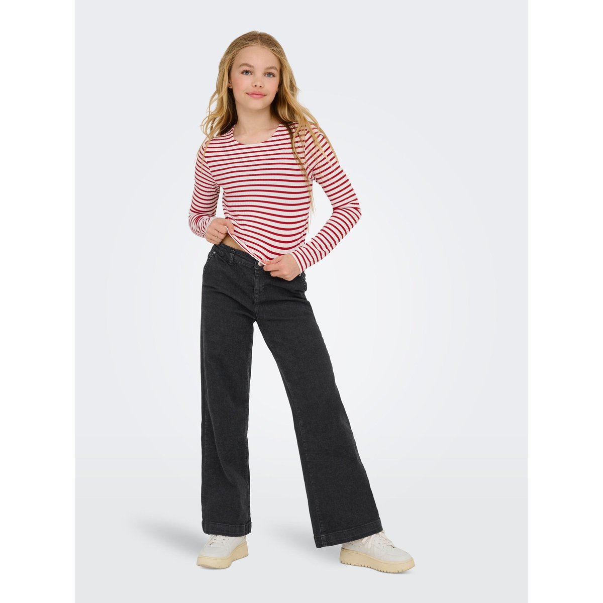 Jean À Jambe Large black denim 1, KIDS ONLY