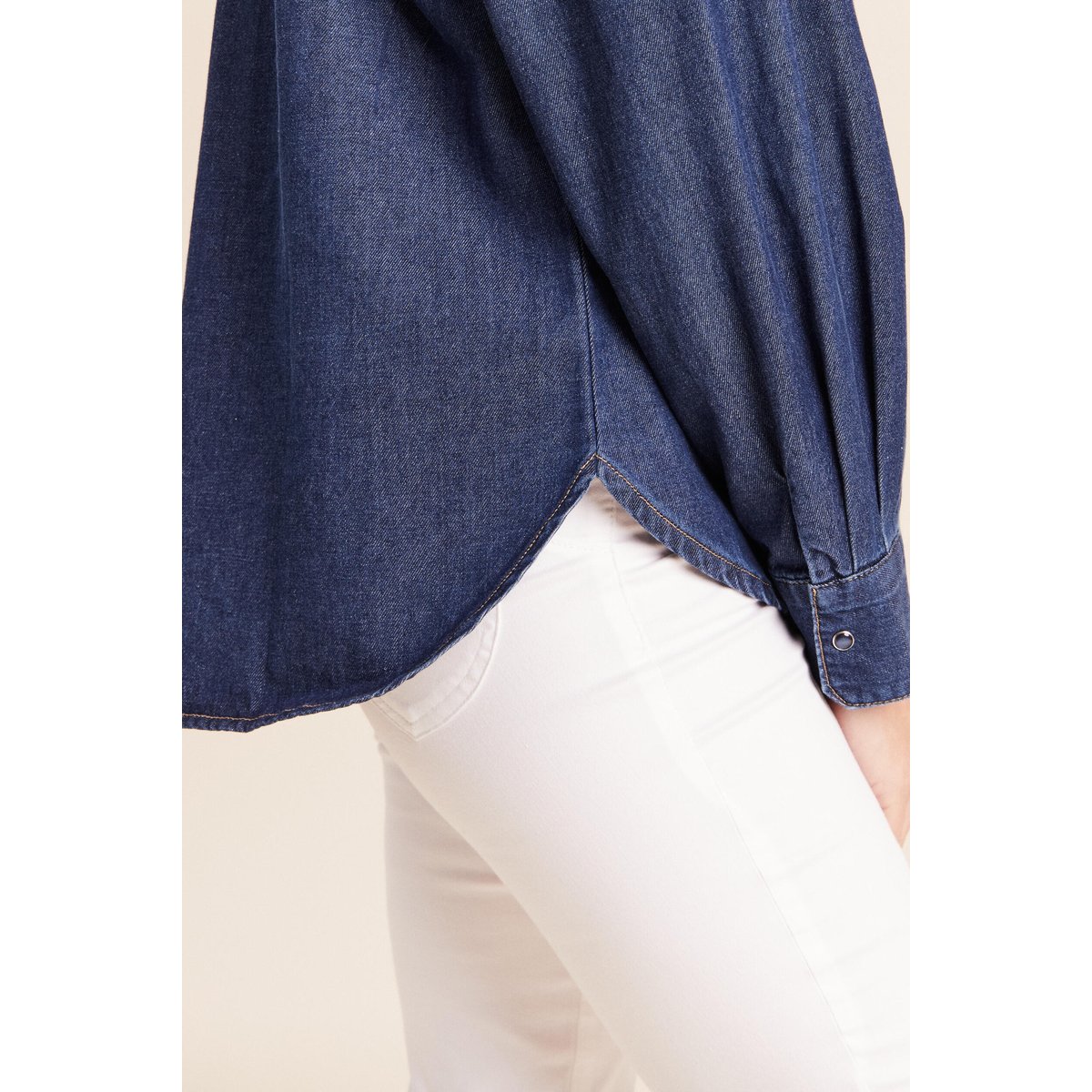 Chemise ample en coton manches longues denim brut, BREAL