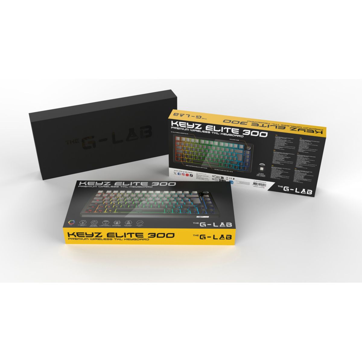 Clavier gamer sans fil Keyz Elite 300 GRG Triple Mode Gris couleur unique, THE G-LAB
